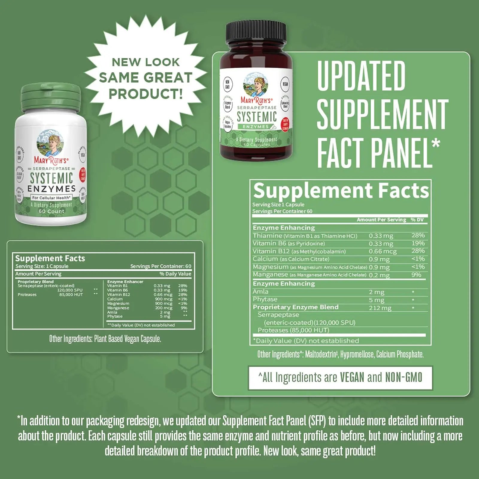 MaryRuth Organics Serrapeptase Enzymes Capsules | Up to 2 Month Supply | Enzyme Supplement for High Potency Sinus Relief Pills| Tissue Health and Cellular Health | Vegan | Gluten Free | 60 Count MARYRUTH'S Au supplements