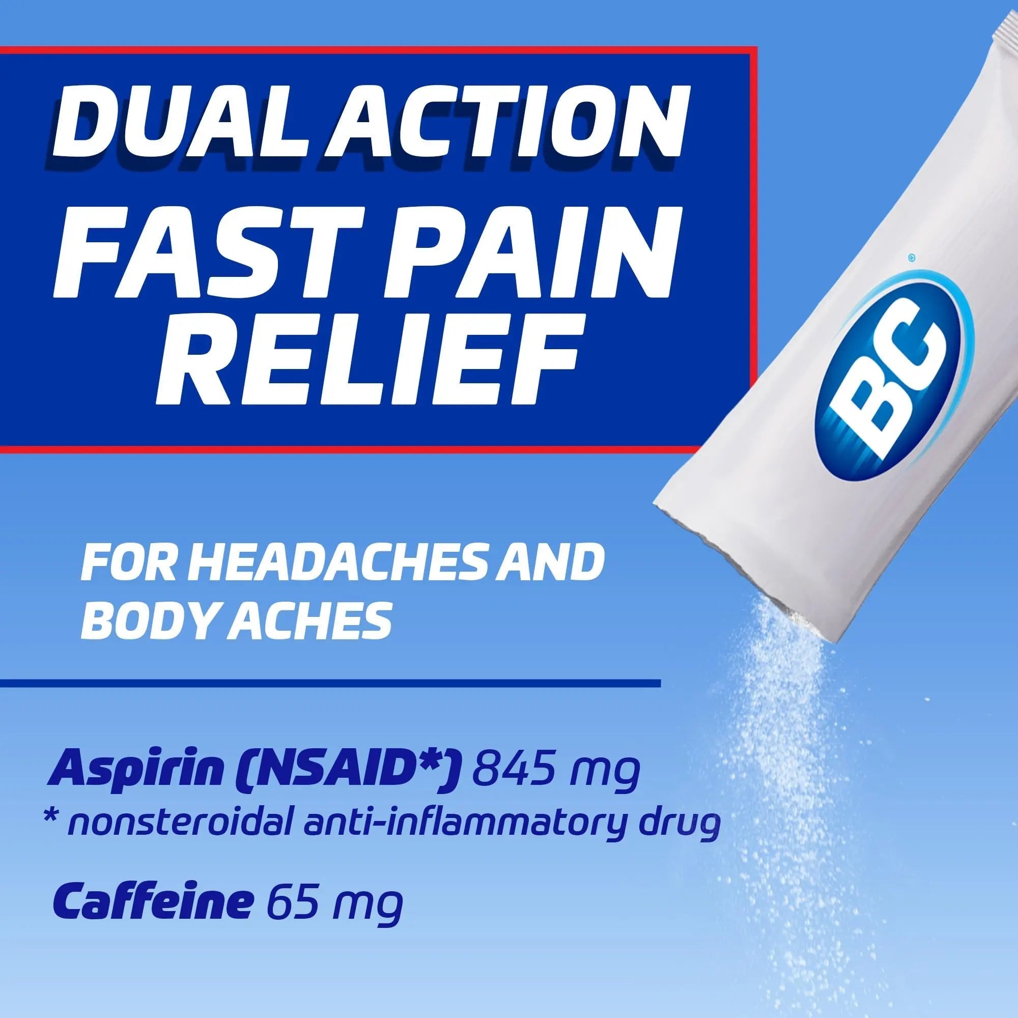 BC Headache Relief Powder, Dual-Action Formula with Aspirin & Caffeine Eases Aches & Pains, Cherry Flavor, 4 Count, Pack of 6 BC Au supplements
