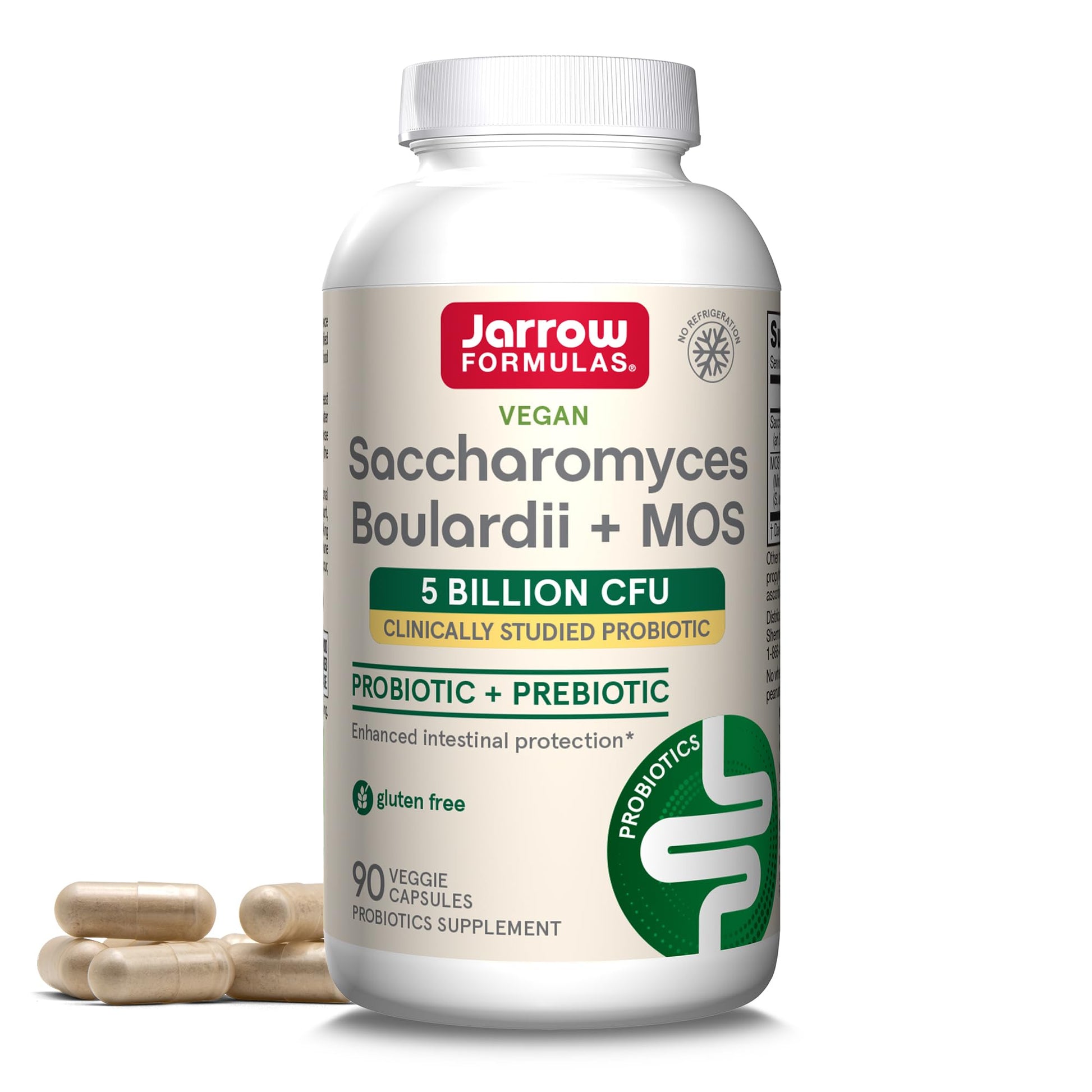 Jarrow Formulas Saccharomyces Boulardii + MOS Probiotics for Digestive Health and Intestinal Tract Support - 5 Billion CFU Per Serving - 90 Delayed Release Caps - Probiotic + Prebiotic - 90 Servings Jarrow Formulas Au supplements