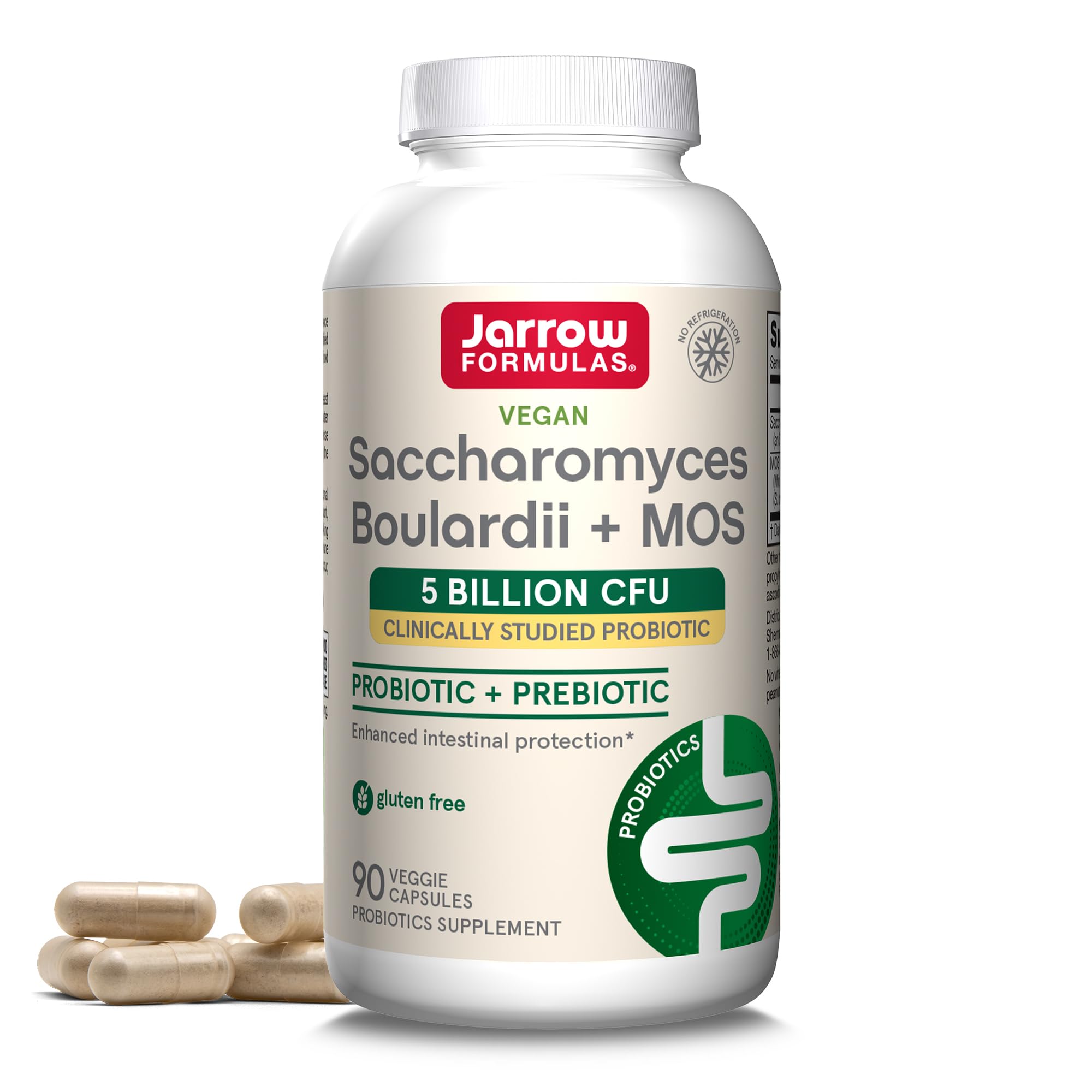 Jarrow Formulas Saccharomyces Boulardii + MOS Probiotics for Digestive Health and Intestinal Tract Support - 5 Billion CFU Per Serving - 90 Delayed Release Caps - Probiotic + Prebiotic - 90 Servings Jarrow Formulas Au supplements
