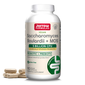 Jarrow Formulas Saccharomyces Boulardii + MOS Probiotics for Digestive Health and Intestinal Tract Support - 5 Billion CFU Per Serving - 90 Delayed Release Caps - Probiotic + Prebiotic - 90 Servings Jarrow Formulas Au supplements