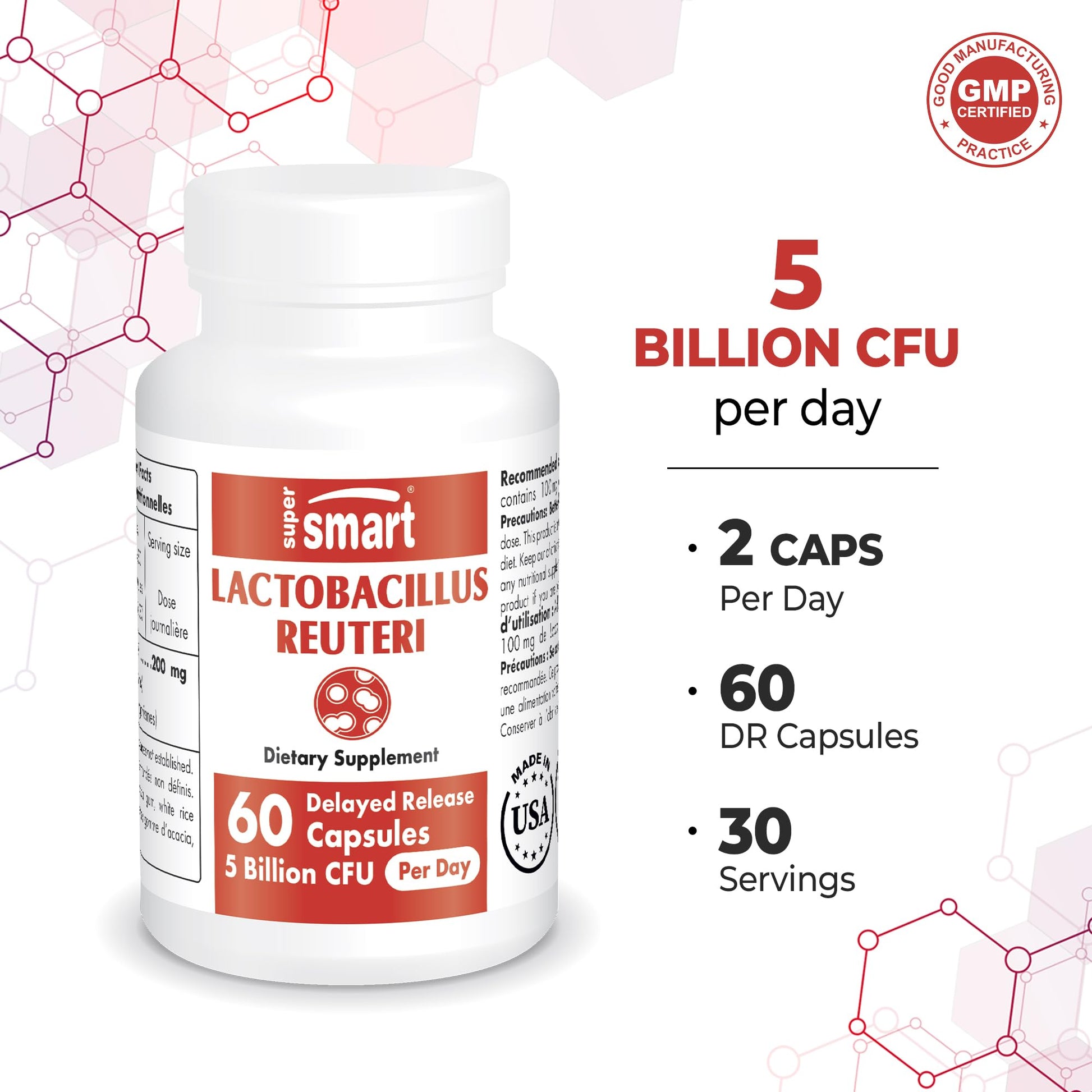 Supersmart - Lactobacillus Reuteri 5 Billion CFU per Day (Probiotic Supplement) Supersmart Au supplements