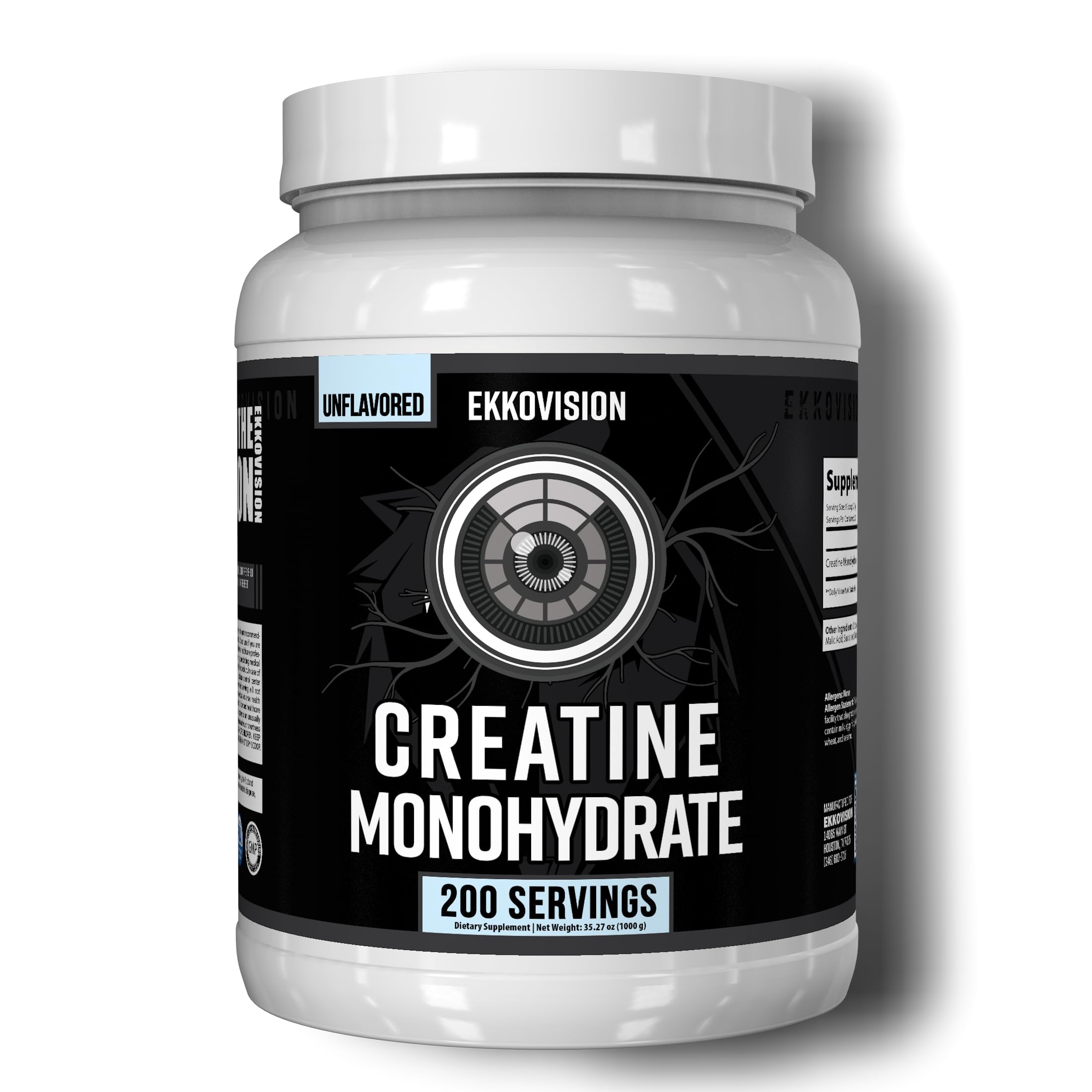 Ekkovision Creatine Monohydrate Powder, Micronized, Unflavored, Pre Workout & Post Workout Supplement for Men and Women, Energy Support, Easy to Mix in Shakes, Smoothies & Beverages, 200 Servings Ekkovision Au supplements