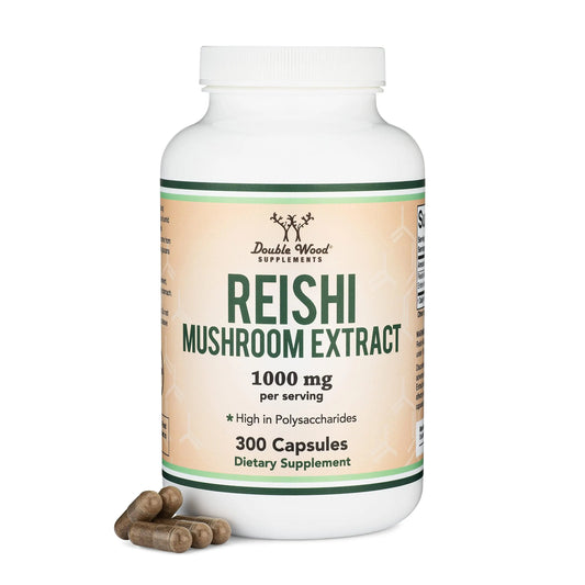 Reishi Mushroom Capsules (4:1 Ganoderma Extract, 1,000mg Red Reishi Powder Servings) Double Wood SupplementsAU supplements