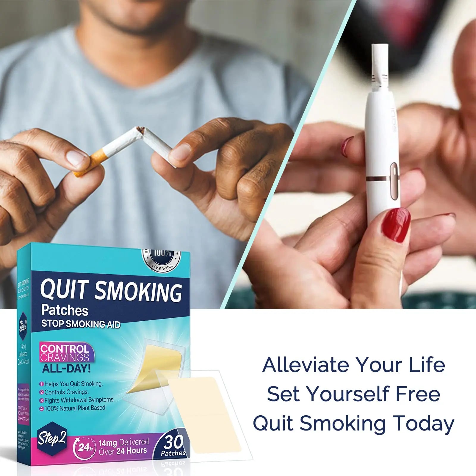 Step 2 Quit Smoking Patches, 14mg Stop Smoking Aids Patches, 30 Count Quit Smoking Stickers that Work with 2 Weeks, Helping Quit Patch, Easy & Effective Anti-Stickers NenMaoKeNu Au supplements