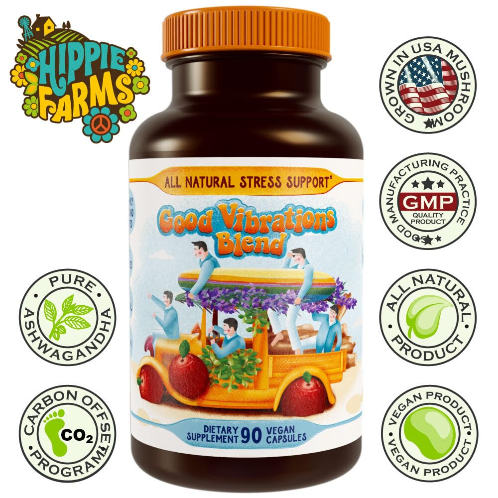 Hippie Farms Stress, Mood, Energy Support - Ashwagandha Root, Lion's Mane & More - Good Vibrations Blend Hippie Farms Au supplements