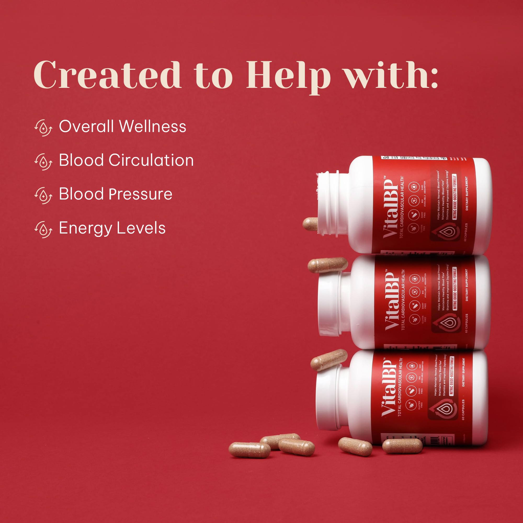 Vital BP - Support for Normal Blood Pressure - Supports Blood Flow & Arteries - with CoQ10, L-Citrulline, and K2 & D3-60 Capsules VitalBP Au supplements