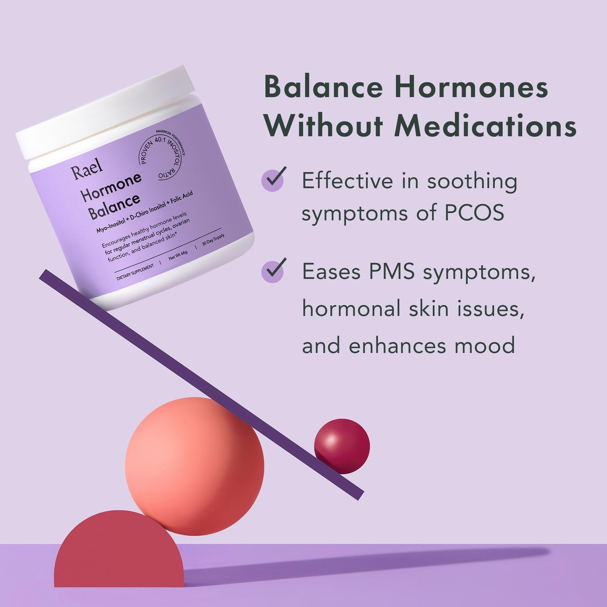 Rael Hormone Balance for Women, Myo Inositol Powder - Myo-Inositol & D-Chiro Inositol Rael Au supplements