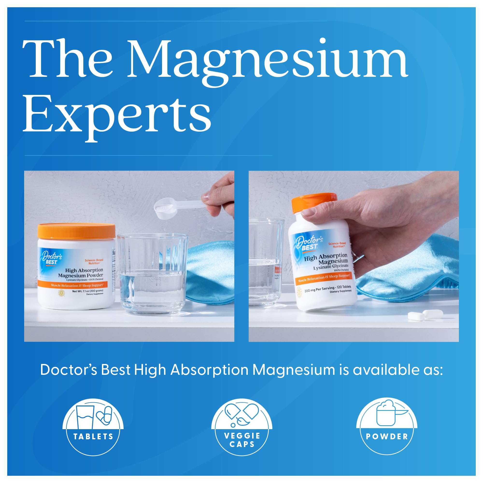 Doctor's Best High Absorption Magnesium Glycinate Lysinate Supplement for Sleep Support - Chelated Magnesium Tablets for Women & Men, 200mg per Serving, Supports Calm & Relaxation, Vegan - 240 Count Doctor's BEST Au supplements
