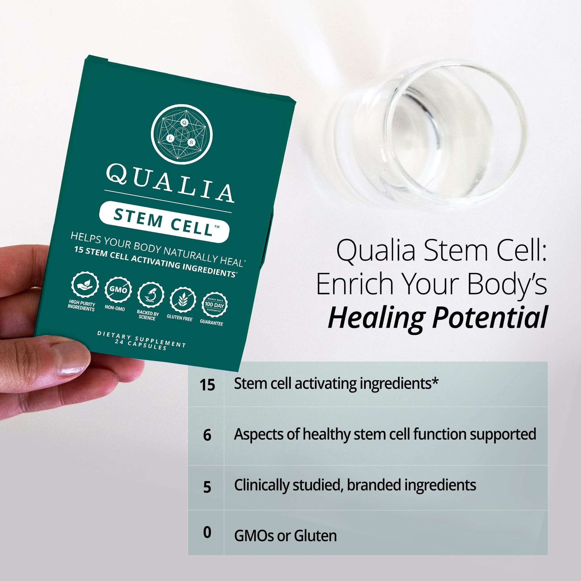 Qualia Stem Cell — Stem Cell Supplement Support with Royal Jelly, Astragalus & Sea Buckthorn | 16 Ingredients | 4 Days a Month | Helps Body Naturally heal* QUALIA LIFE SCIENCES Au supplements