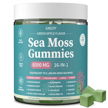 Sea Moss Gummies 16-in-1 - Ashwagandha Black Seed Oil Bladder Wrack Turmeric Vitamin C & D3 with Manuka Burdock Root Dandelion Yellow Dock Natural Detox & Liver Health Immune Support, Energy Boost GRGTP Au supplements
