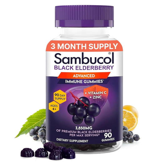 Sambucol Elderberry Gummies - Immune Support Supplement for Adults & Kids with Vitamin C & Zinc, Sambucol Elderberry SambucolUS supplements