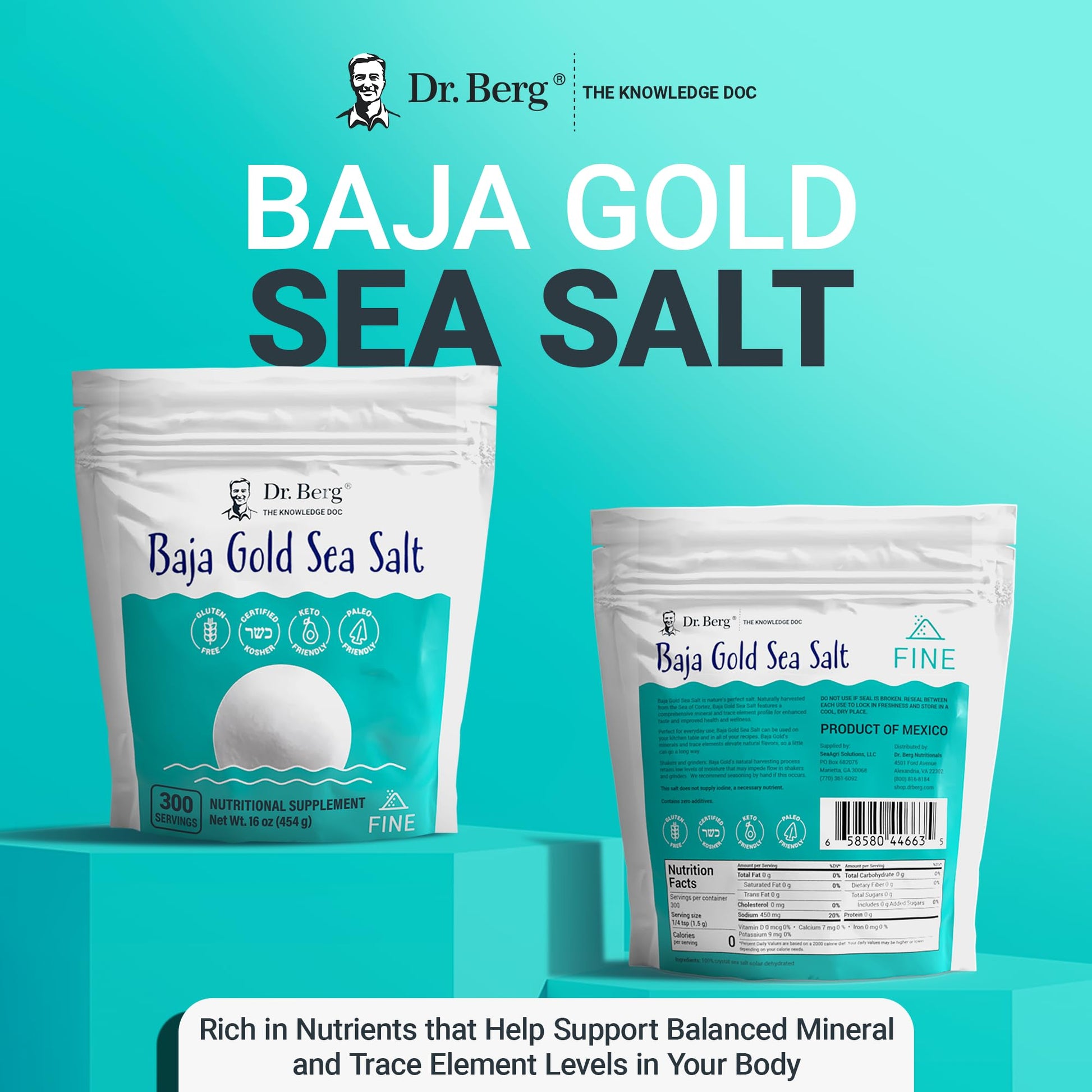 Dr. Berg's Baja Gold Sea Salt Organic - Natures Fine Sea Salt Support For Hydration Dr. Berg Nutritionals Au supplements