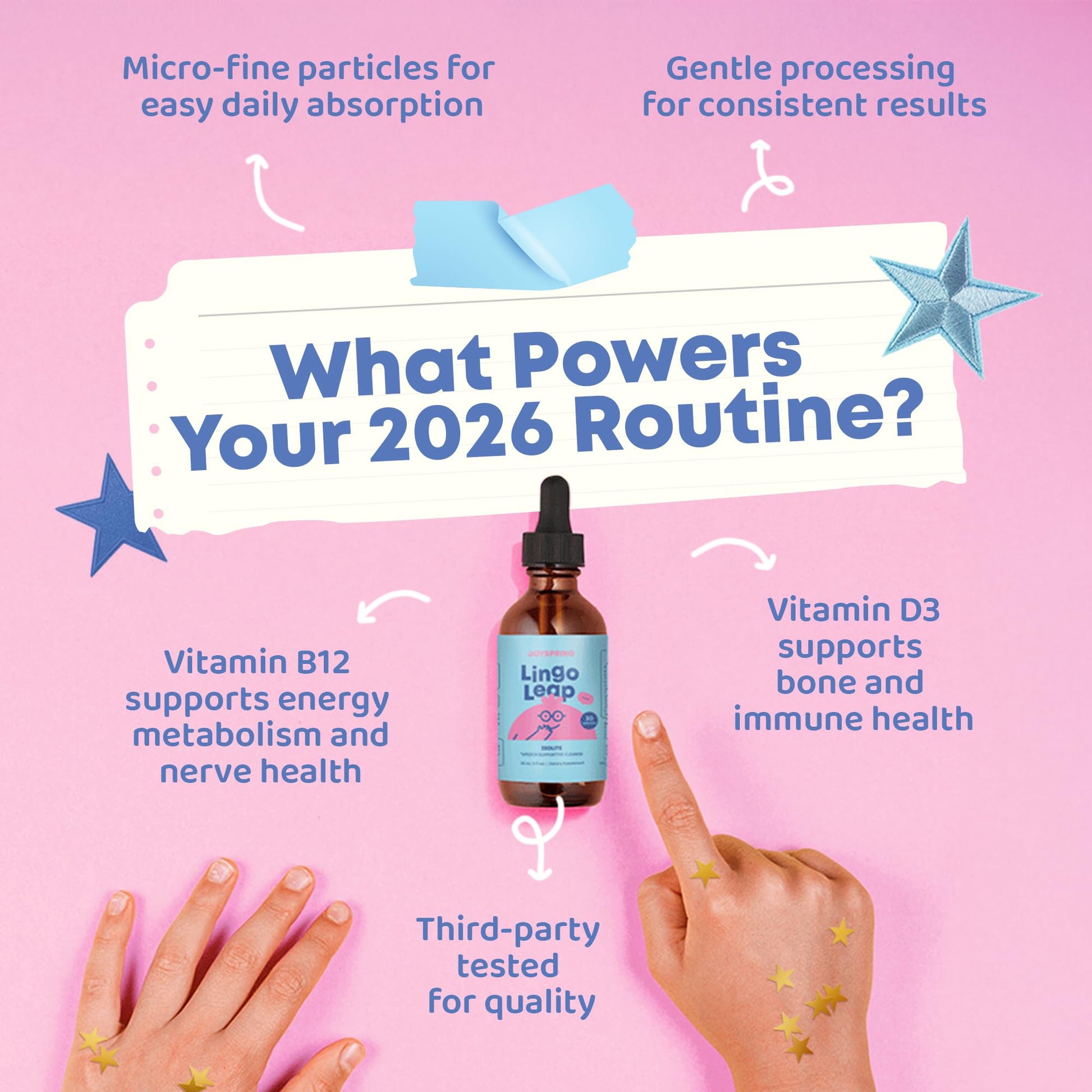 JoySpring LingoLeap – Liquid Kids Formula with Zeolite Clinoptilolite, Methylated B12 & Vitamin D3 | Gentle Daily Support for Kids’ Wellness | Ages 3+ | (1fl oz) 30 Servings JoySpring Au supplements
