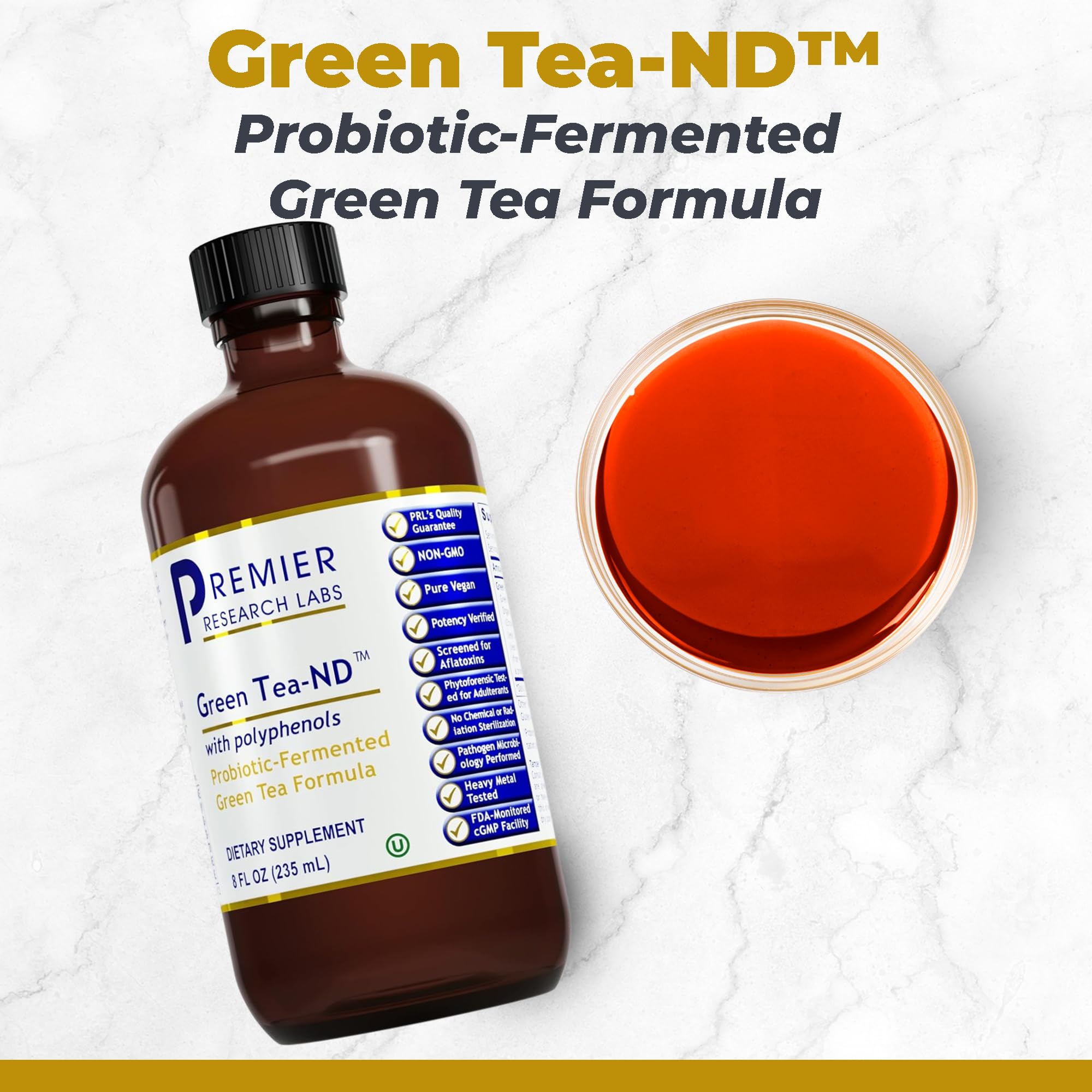 Premier Research Labs Green Tea-ND - Probiotic Fermented Green Tea Extract Supplement with ECGC, Camellia Sinensis Liquid, Supplement Drops for Adults, Vegan Friendly - 8 Fl Oz Bottle Premier Research Labs Au supplements