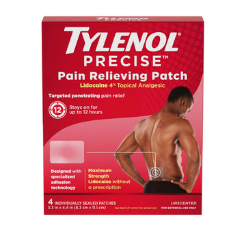 Tylenol Precise Pain Relieving Patches, Large Topical Analgesic Patches + Maximum OTC Strength Lidocaine Penetrates, Targeted Relief Ideal for Shoulder, Back & Knee Pain, Unscented, 4 ct Tylenol Au supplements