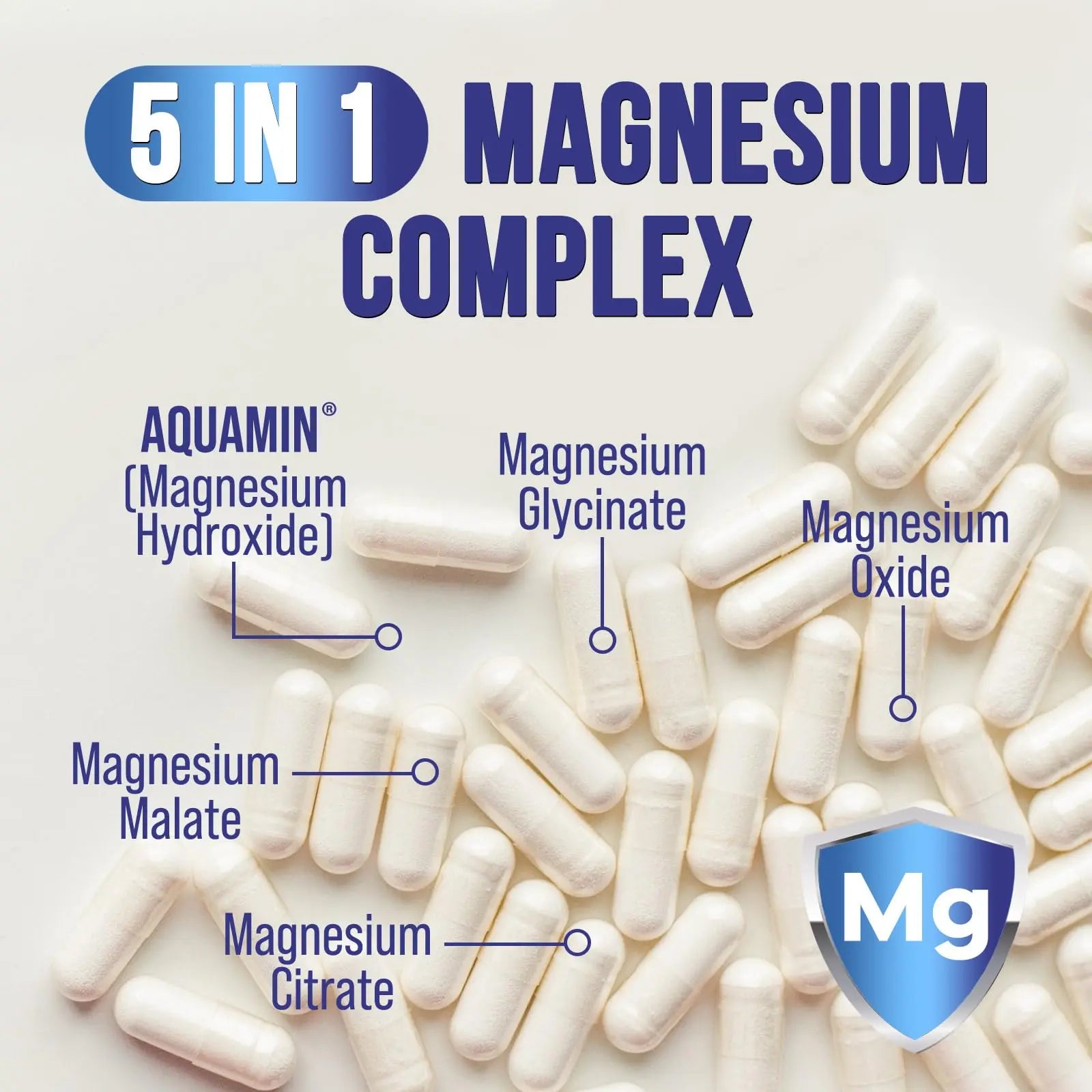 Magnesium Complex Capsules - 500mg per Serving Magnesium - High Absorption Chelated Mineral Supplement - with Oxide, Glycinate, Malate, Citrate for Muscle Bone and Heart Health Support - 120 Capsules Health Nutrition Naturals Au supplements