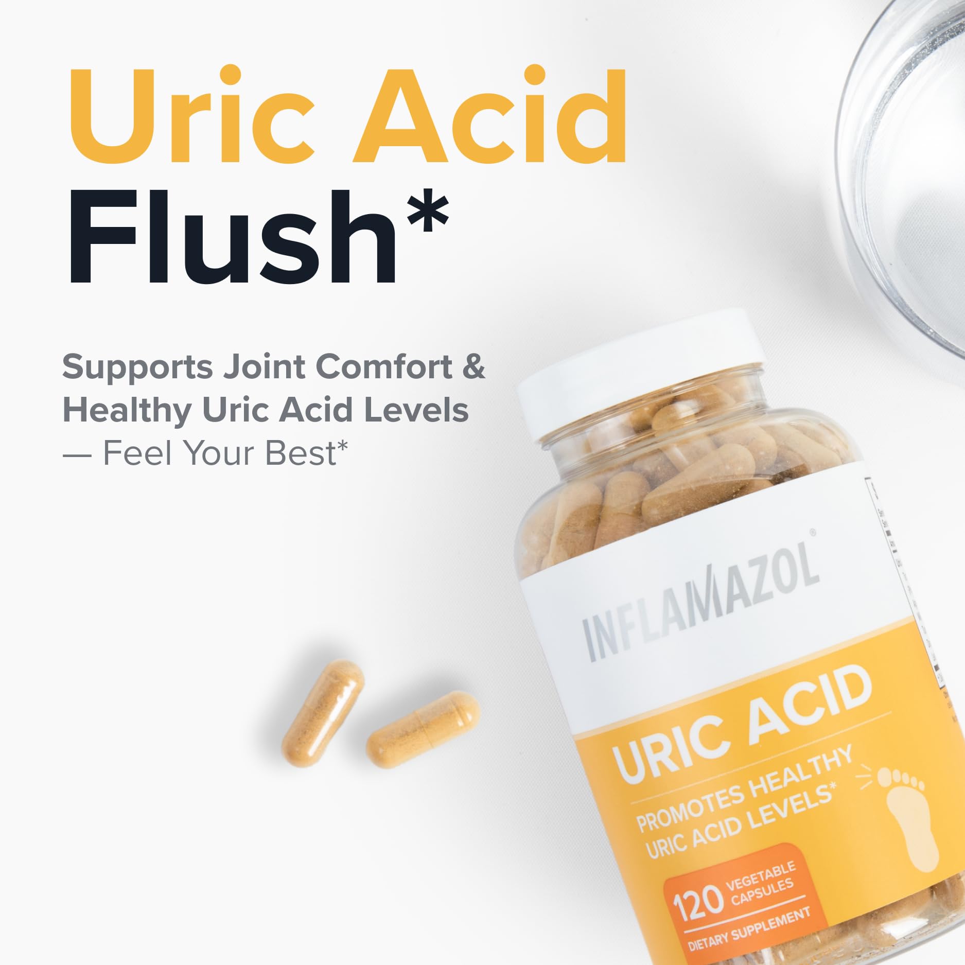 Inflamazol Uric Acid Cleanse – Premium Uric Acid Flush with Tart Cherry, Turmeric & Celery Seed for Joint & Uric Acid Support – Joint Supplements for Men & Women – 120 Capsules Inflamazol Au supplements