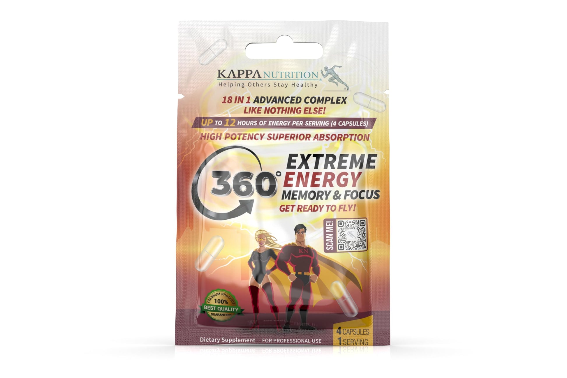 360 Extreme Energy, Memory & Focus (1 Display 20 Sachets (4 Capsules ea) KAPPA NUTRITION Au supplements