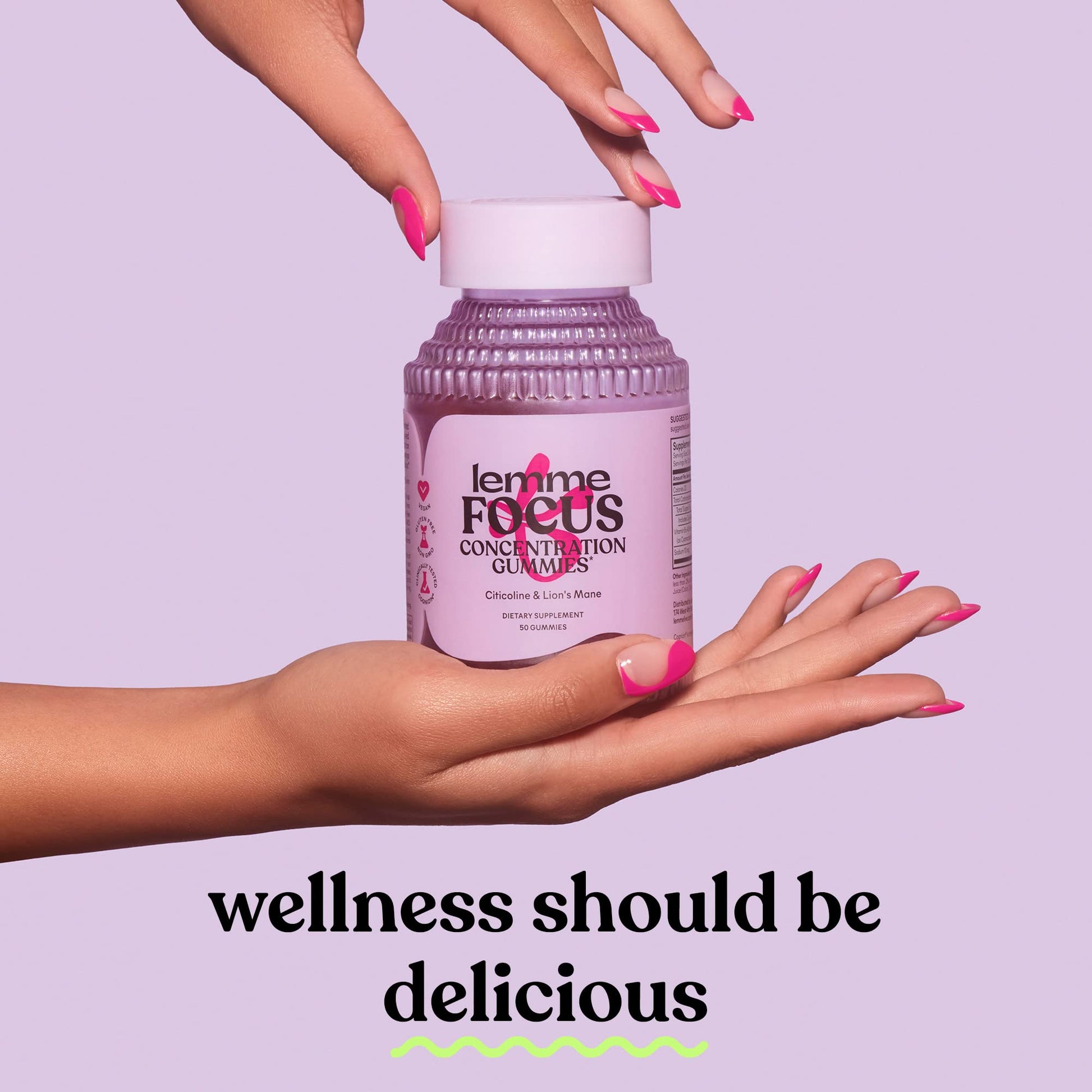 Lemme Focus Concentration & Brain Health Gummies with Cognizin Citicoline, Lion's Mane Mushroom, Vitamin B12 to Support Focus + Concentration - Gluten Free, Caffeine Free, Strawberry (50 Count) Lemme Au supplements