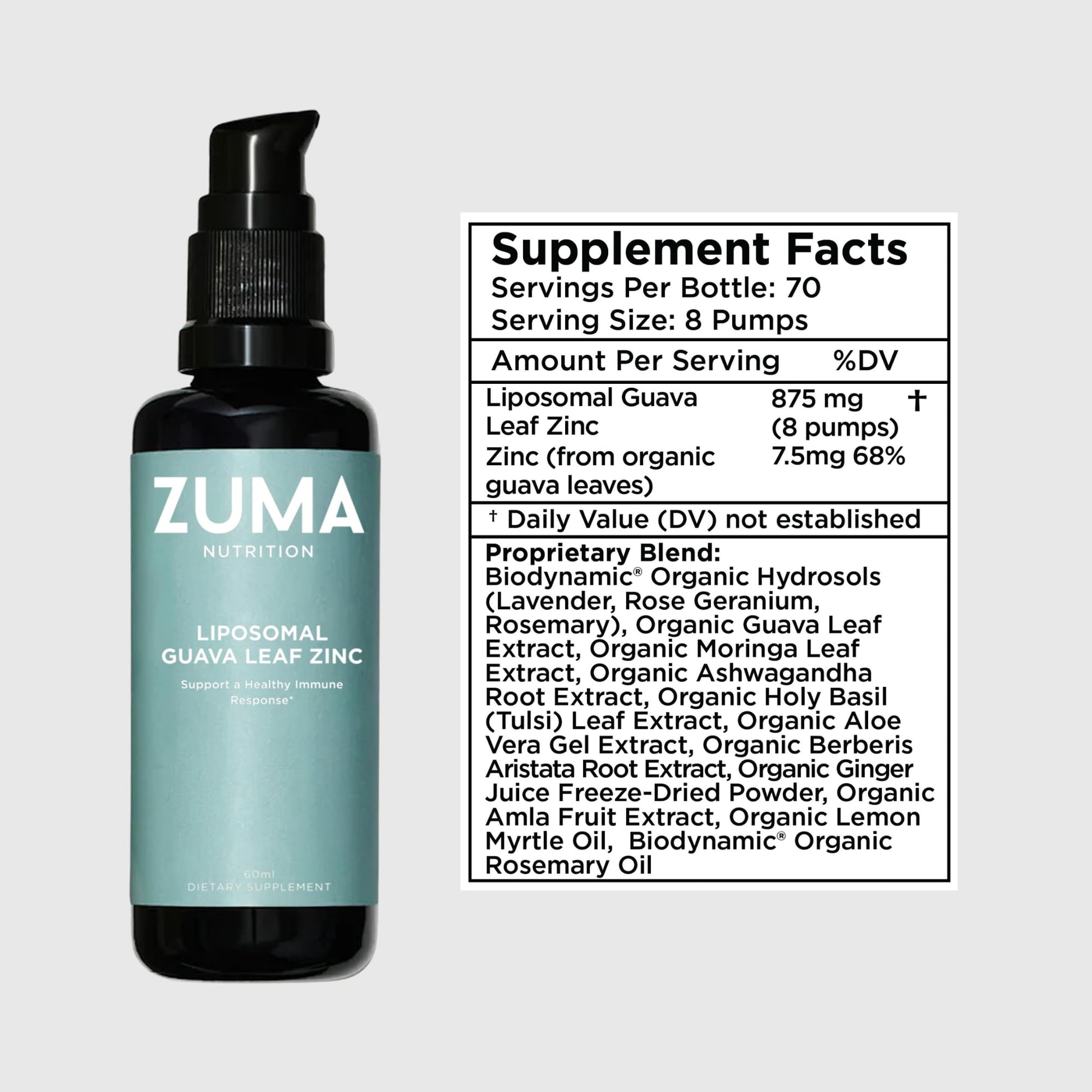Zuma Nutrition Guava Leaf Zinc with Vitamin C, Vegan & Natural Herbal Supplement for Skin Health, Longevity and Daily Wellness Support for Men and Women, Skin Care Routine, 60 ML Bottle Zuma Nutrition Au supplements