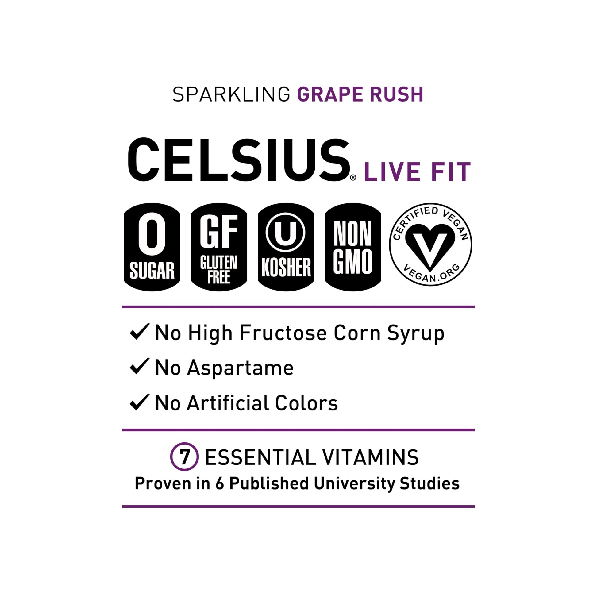 CELSIUS Sparkling Grape Rush, Functional Essential Energy Drink 12 Fl Oz (Pack of 12) CELSIUS Au supplements