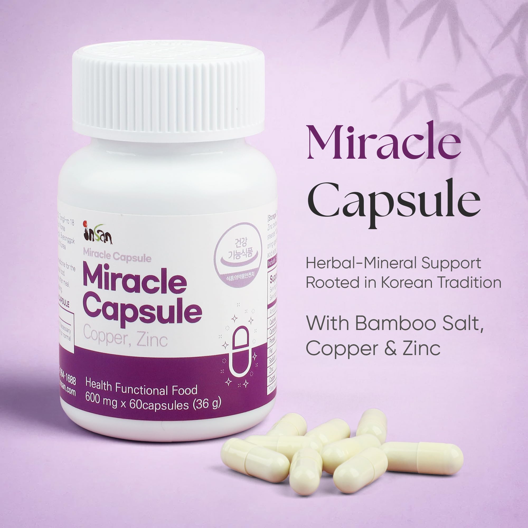 Insan Miracle Capsules with 9X Roasted Bamboo Salt – Daily Multivitamin & Mineral Supplement with Nandamban for Energy, Immune Health & Natural Detox Support – 60 Capsules INSAN BAMBOO SALT Au supplements