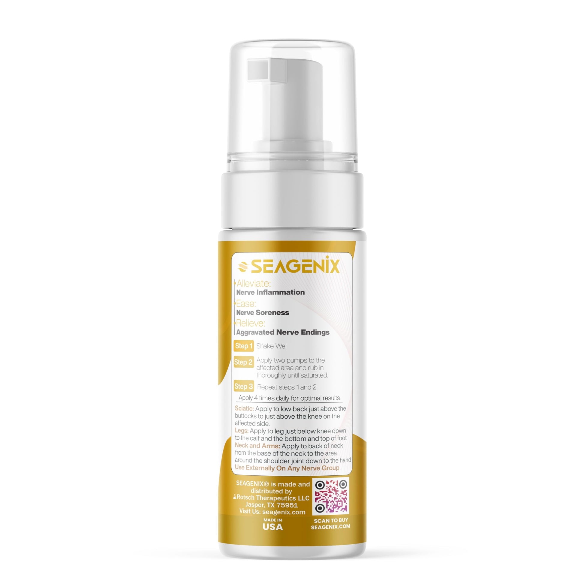 Seagenix Nerve Relief Muscle Foam - Nerve Spray Magnesium - Arnica - Boswellia - Menthol Formula - Nerve and Muscle Relief – Fast-Acting with Magnesium Sulfate - 150 ml - 1 Count Seagenix Au supplements
