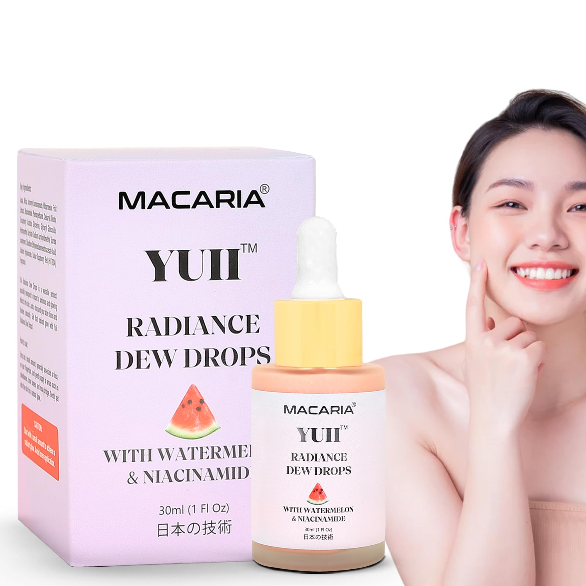Yuii Niacinamide Serum Dew Drops - Face Moisturizer with Watermelon Fruit Extract - Glow Drops for Skincare and Makeup - Hydrating Formula for Radiant Skin - Pink Finish for Women & Girls MACARIA Au supplements