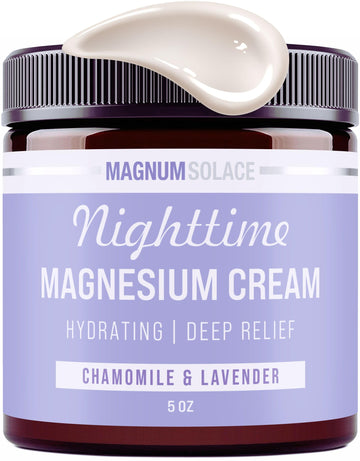 Magnum Solace Magnesium Lotion – Nighttime Magnesium Cream – Apply to Legs, Arms or Chest - Topical Magnesium Chloride – USA Made and Safe for Kids (Chamomile Lavender) Magnum Solace Au supplements