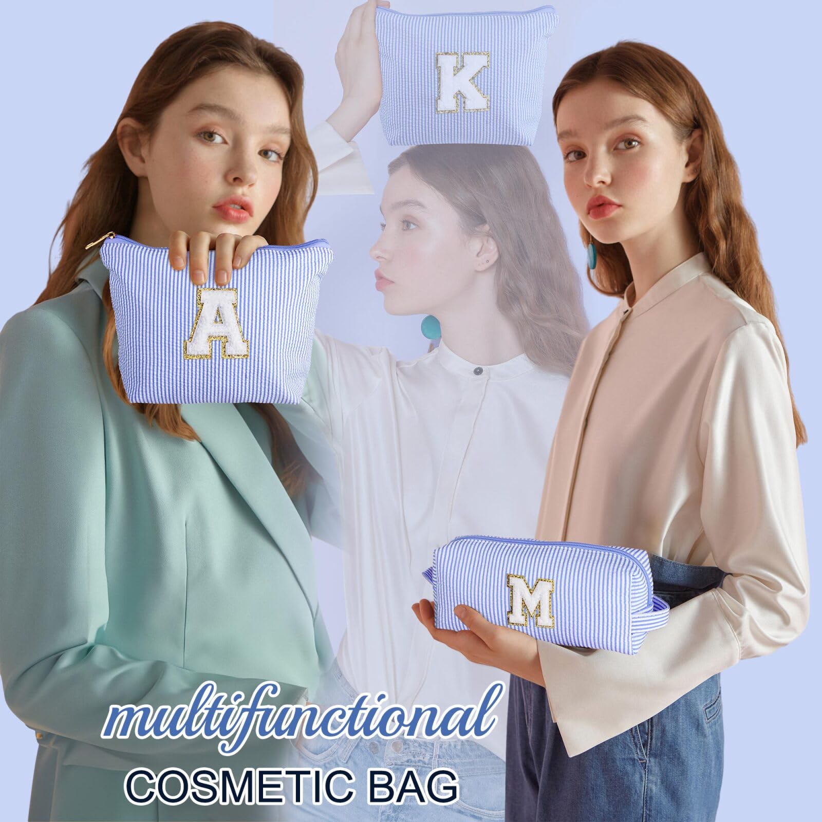 YOOLIFE Birthday Gifts for Teen Girls Kids Initial Makeup Bag | Teen Girl Gift Trendy Stuff | Travel Makeup Bag Toiletry Bags | Gifts for 3 4 5 6 7 8 9 10 11 12 13 Year Old Girl Blue K YOOLIFE Au supplements