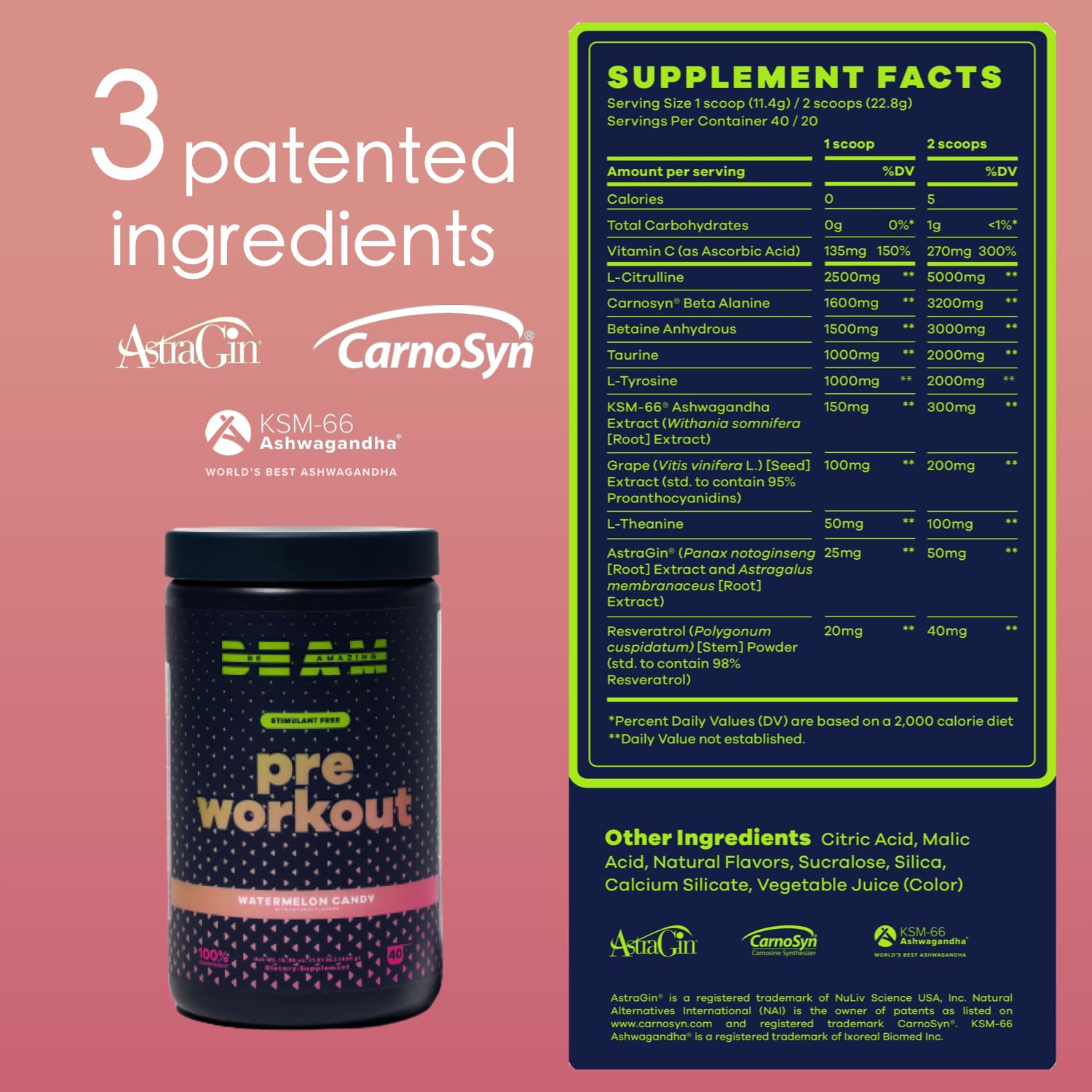 BEAM Be Amazing Vegan Stim Free Pre-Workout Powder | Energy Booster Powdered Drink BEAM Au supplements