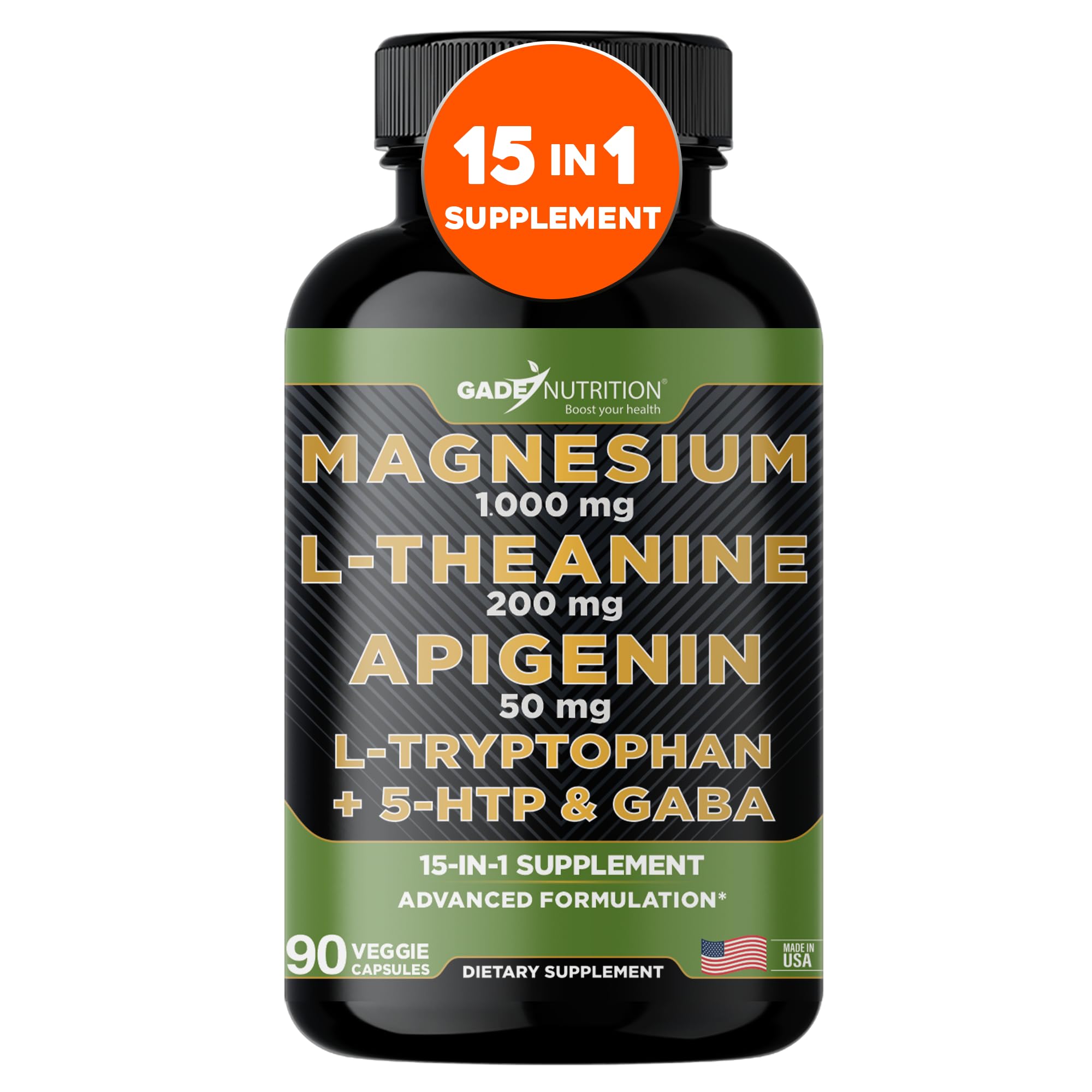 Gade Nutrition Magnesium Glycinate & Magneisum Supplements with Apigenin, L Theanine 200 mg, 5 HTP, GABA Calm Brain Booster Supplement Sleep Aid Ashwagandha L Tryptophan Chamomile GADE NUTRITION BOOST YOUR HEALTH Au supplements