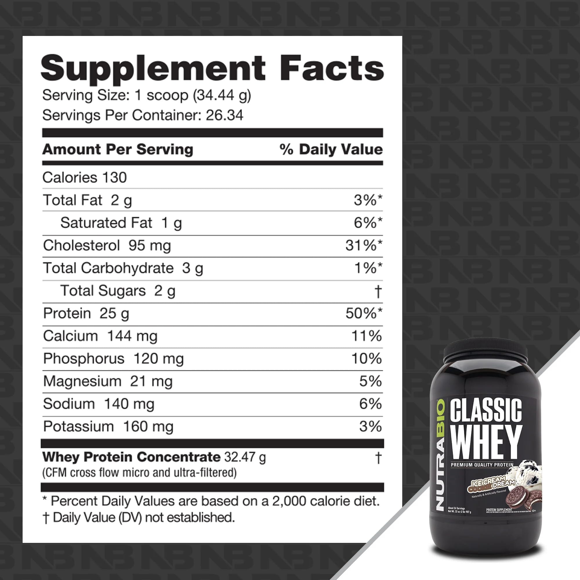 NutraBio Classic Whey Protein Powder- 25G of Protein Per Scoop - Ice Cream Cookie NutraBio Au supplements