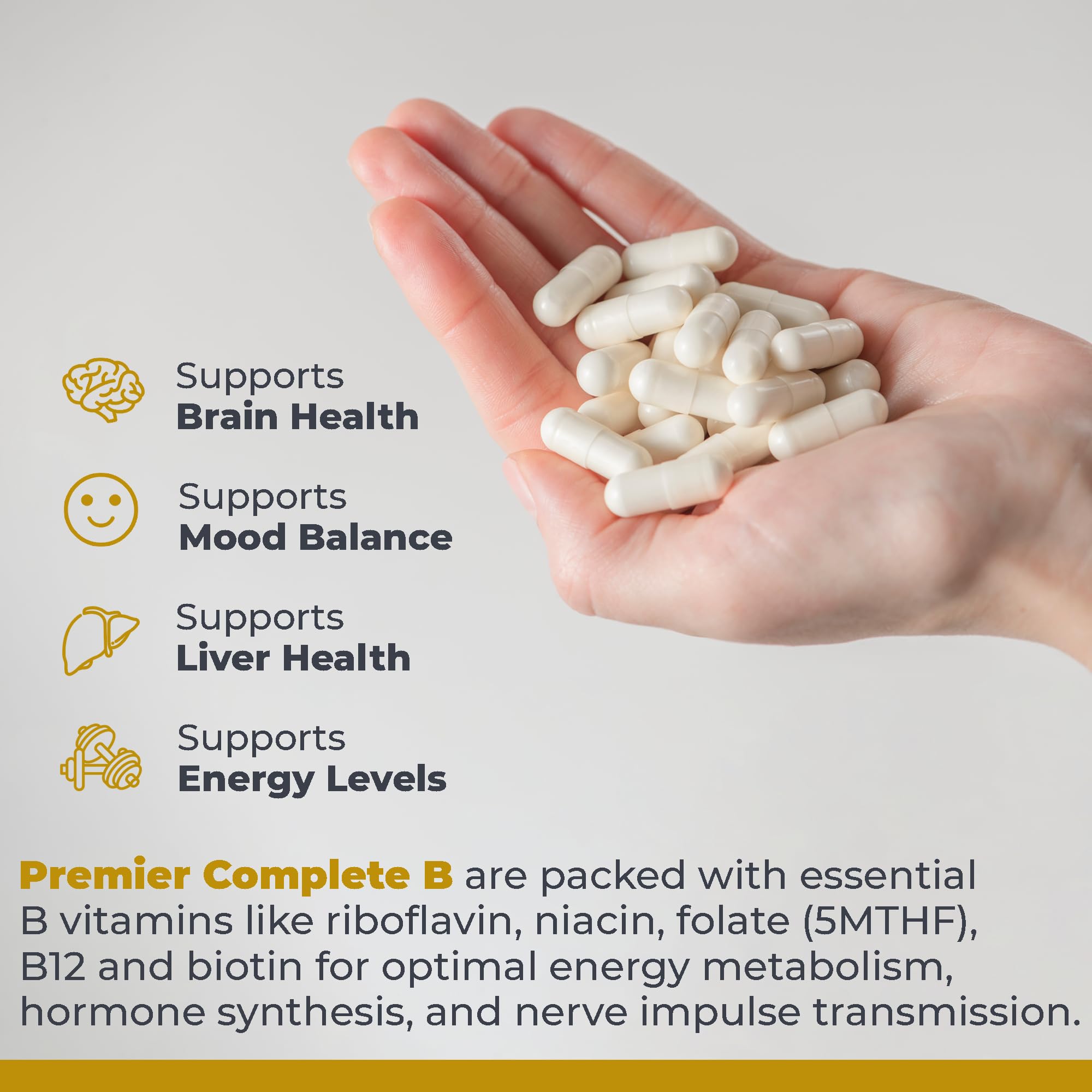 Premier Research Labs Complete B - Vitamin B Complex Supplement for Optimal Health | Vitamin B Supplement with Biotin | 9 Active B Vitamins | for Liver, Energy & Brain Support - 60 Capsules Premier Research Labs Au supplements