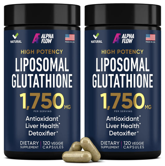Alpha Flow (2 Pack) Liposomal Glutathione 1100mg – High Absorption Glutathione Supplement with Vitamin C, ALA & Phospholipid Complex – Liver Function, Skin & Immune Support – 240 Vegan Capsules Alpha FlowAU supplements