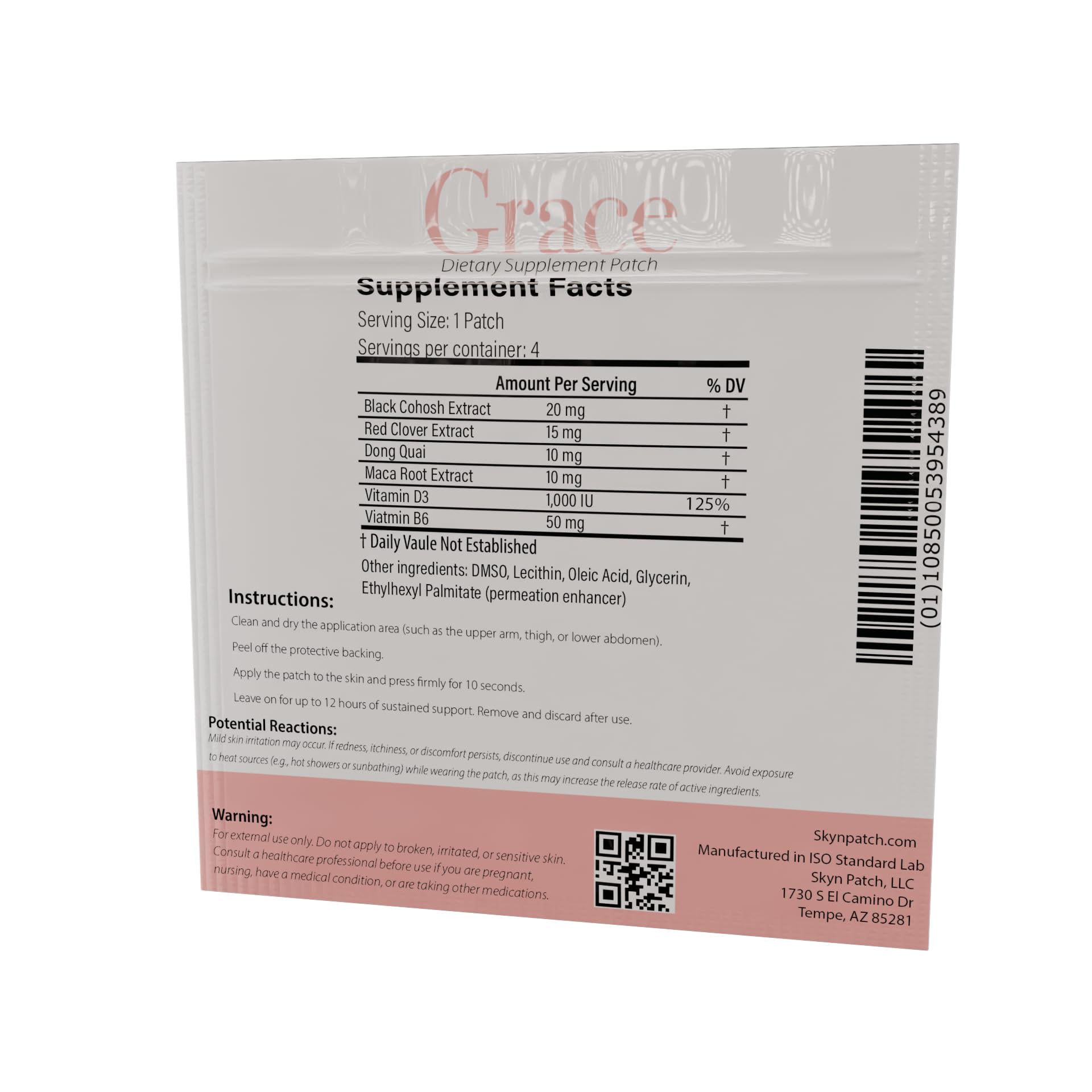 Skyn Patch Grace Transdermal Wellness Patch – Plant Based Daily Adaptogens & Nutrient Support | Transdermal Patch Delivery | 4-Night Pack Skyn Patch Au supplements