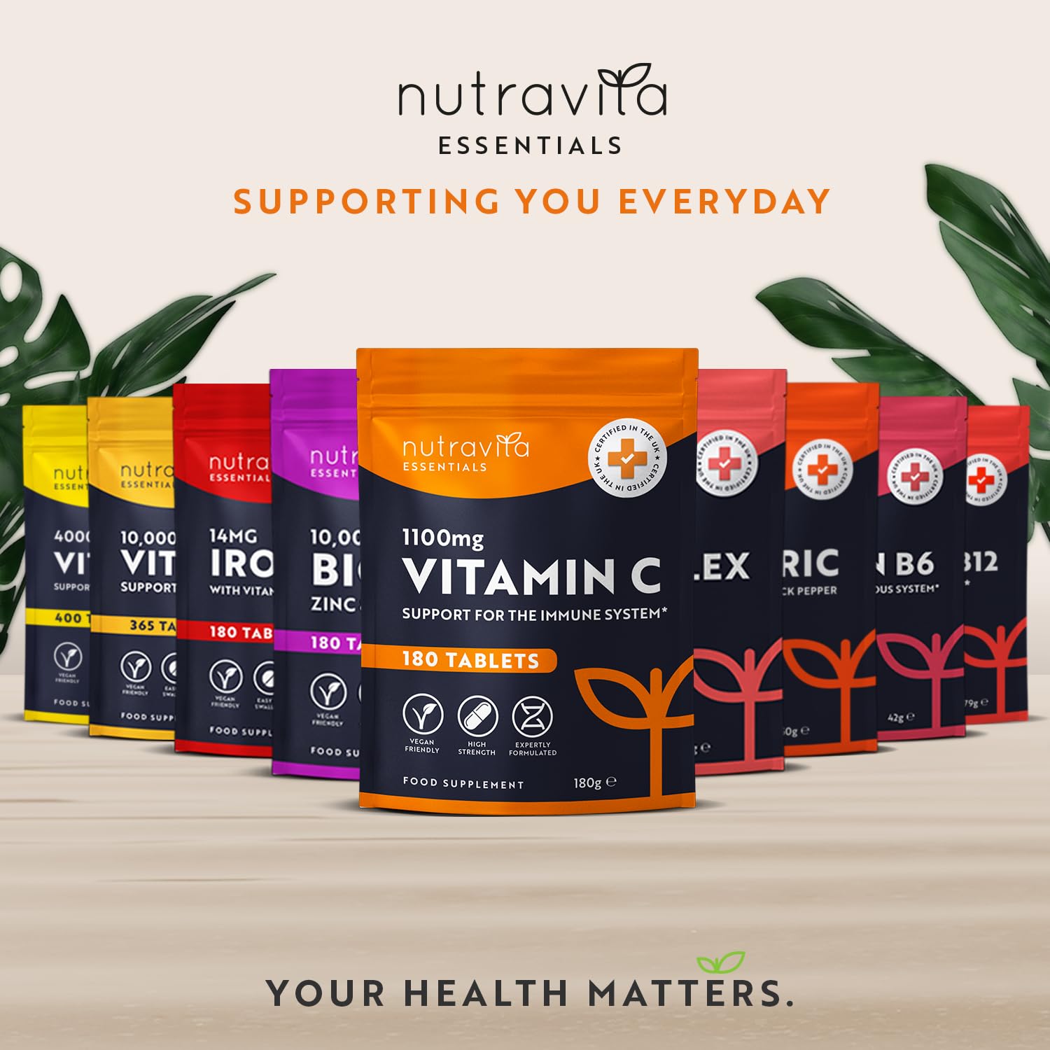 Vitamin C Tablets 1100mg – 180 Premium Vegan and Vegetarian Tablets – 3 Month Supply Nutravita Au supplements