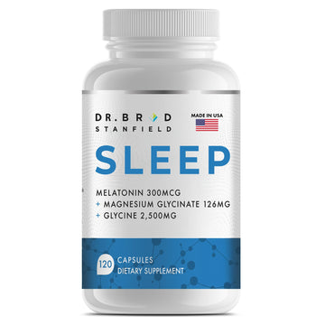 Dr Brad Stanfield Melatonin 300mcg + Magnesium Glycinate 126mg + Glycine 2,500mg for Sleep (120 Count, 30 Servings) Dr Brad Stanfield Au supplements