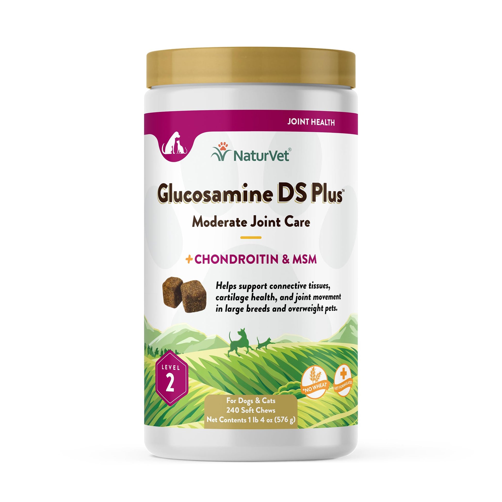 NaturVet – Glucosamine DS Plus - Level 2 Moderate Care – Supports Healthy Hip & Joint Function – Enhanced with Glucosamine, MSM & Chondroitin – for Dogs & Cats – 240 Soft Chews NaturVet Au supplements