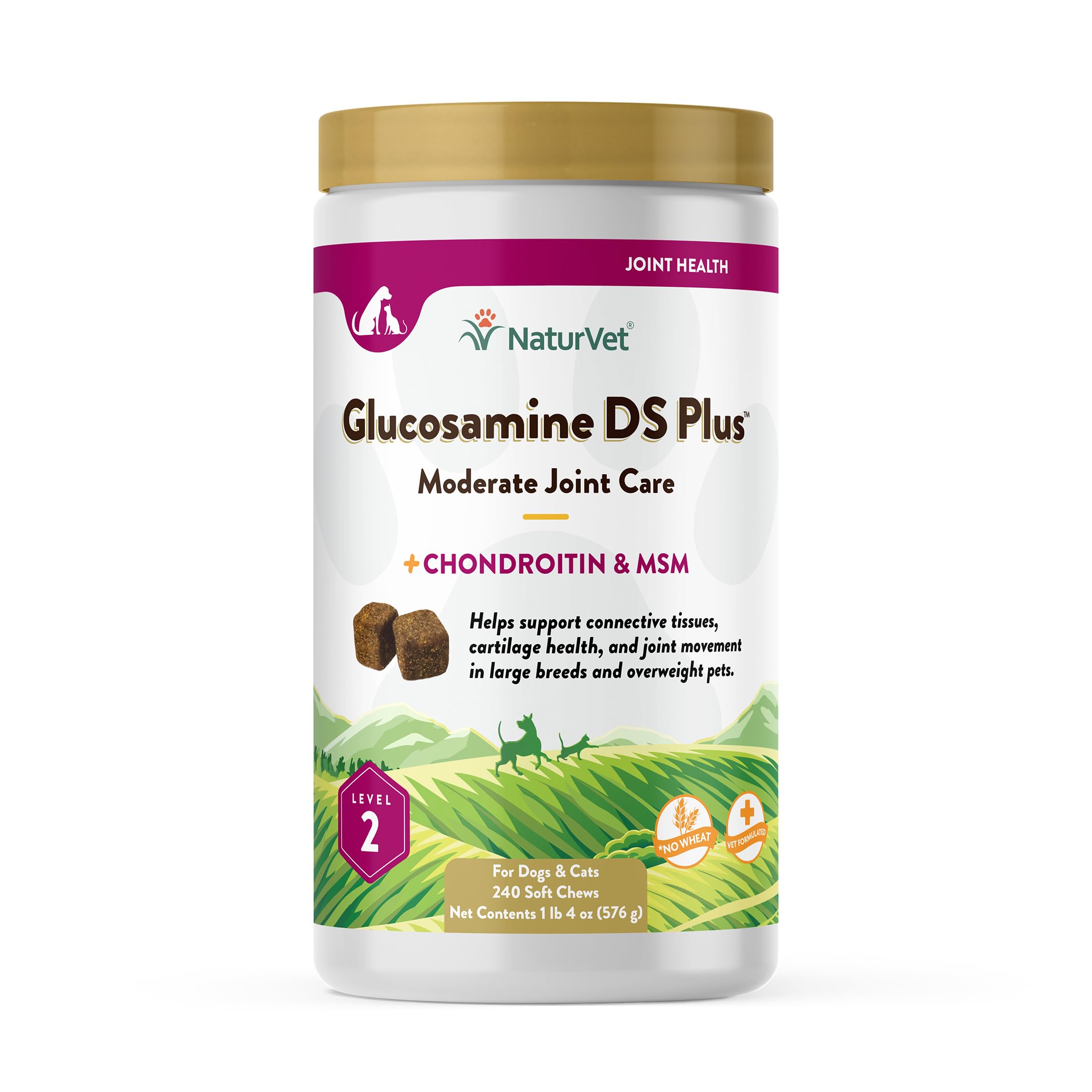NaturVet – Glucosamine DS Plus - Level 2 Moderate Care – Supports Healthy Hip & Joint Function – Enhanced with Glucosamine, MSM & Chondroitin – for Dogs & Cats – 240 Soft Chews NaturVet Au supplements