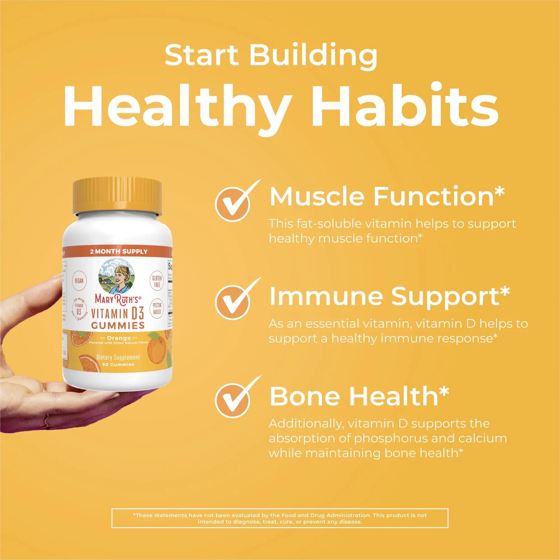 MaryRuth Organics Vitamin D3 Gummies | 2 Month Supply | Adults & Kids Vitamin D Gummy | Immune Support Supplement | VIT D3 1000IU for Bone Health&Muscle Function | Vegan | Non-GMO | Gluten Free | 60 MARYRUTH'S Au supplements