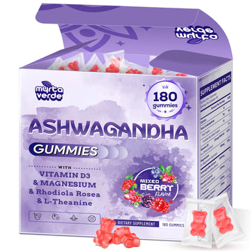 3000mg Ashwagandha Gummies for Women & Men, 180 Count | Extra Strength Ashwagandha Supplement for Stress, Relaxation & Immune Support | Magnesium, Rhodiola, L-Theanine, D3 | Sugar Free Mixed Berry Myrtaverde Au supplements