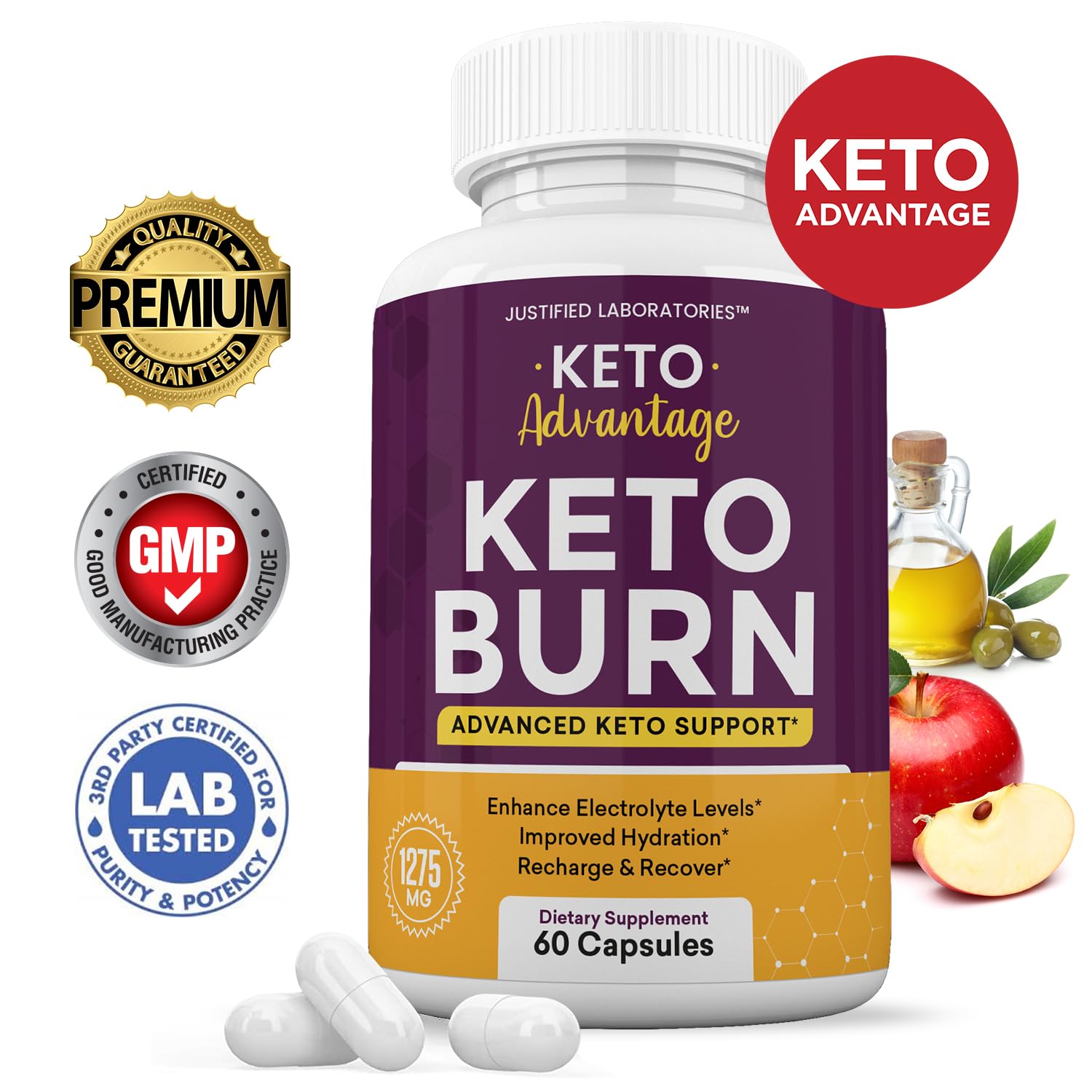 (2 Pack) Keto Advantage Keto Burn Pills 1275MG New & Improved Formula Contains Apple Justified Laboratories Au supplements