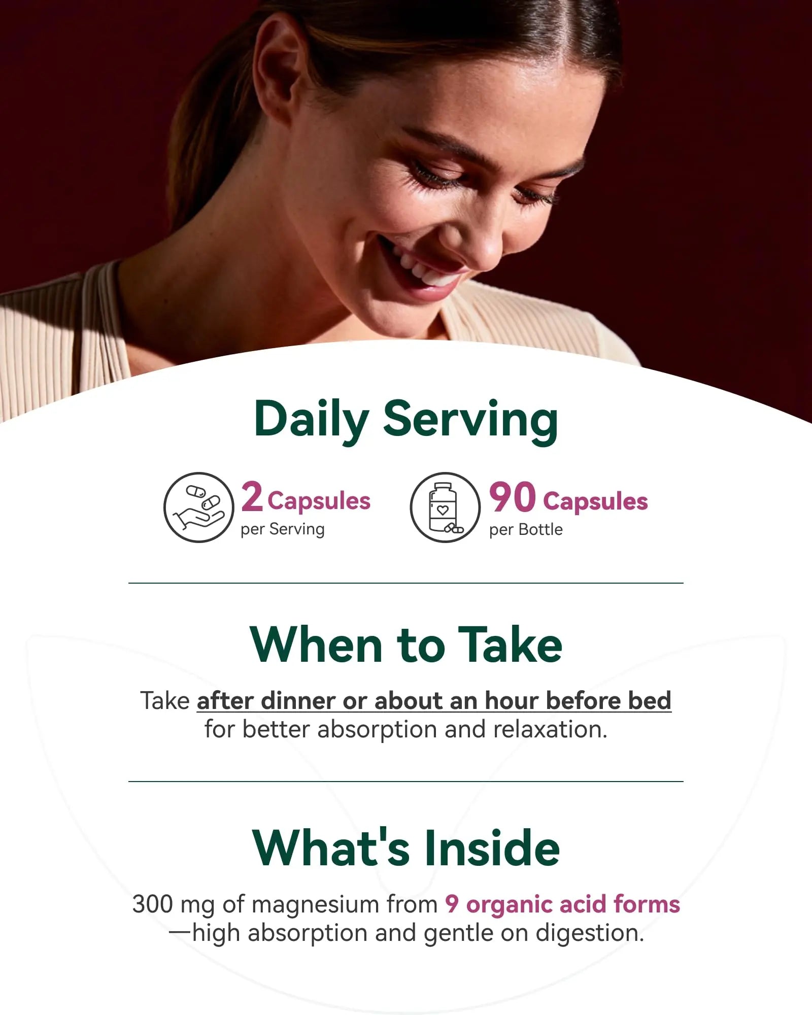 9-in-1 Magnesium Complex, 300mg Magnesium from 9 Organic Forms, Glycinate, Citrate, Malate, High Absorption for Sleep & Relaxation, Energy & Muscle Support, 90 Capsules Inner Brightness Au supplements
