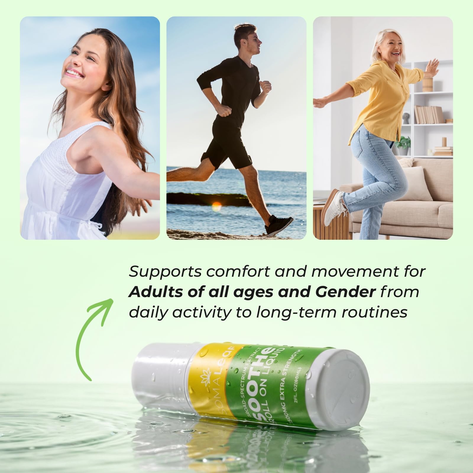 SomaLeaf Soothe Roll-On, 1500 MG, Extra Strength, Natural Comfort for Muscles, Hips, Joints, Neck, Back, Elbows, Fingers, Hands, and Knees SomaLeaf Au supplements
