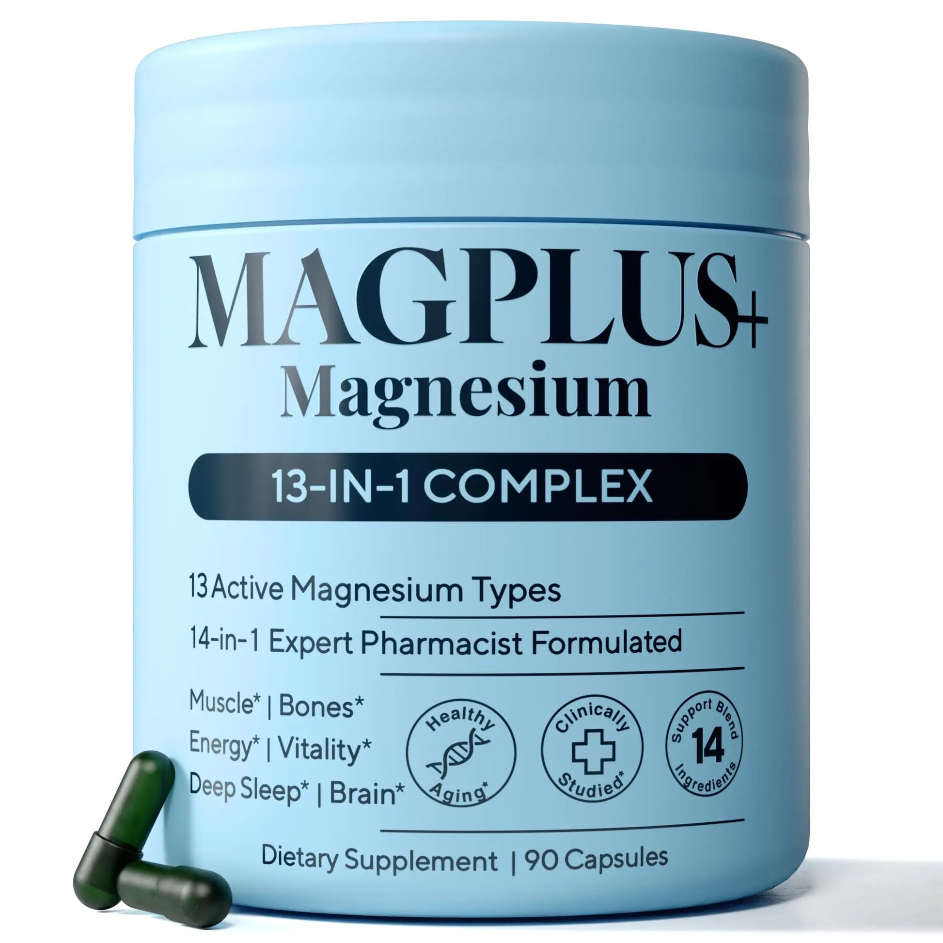 Magnesium Glycinate Complex Supplement, 900mg – 13-in-1 Magnesium L-Threonate, Citrate, Taurate & Malate for Women & Men – Liposomal Chelated Formula – Sleep, Muscle & Brain Support – 90 Capsules Plus+Ultra Au supplements