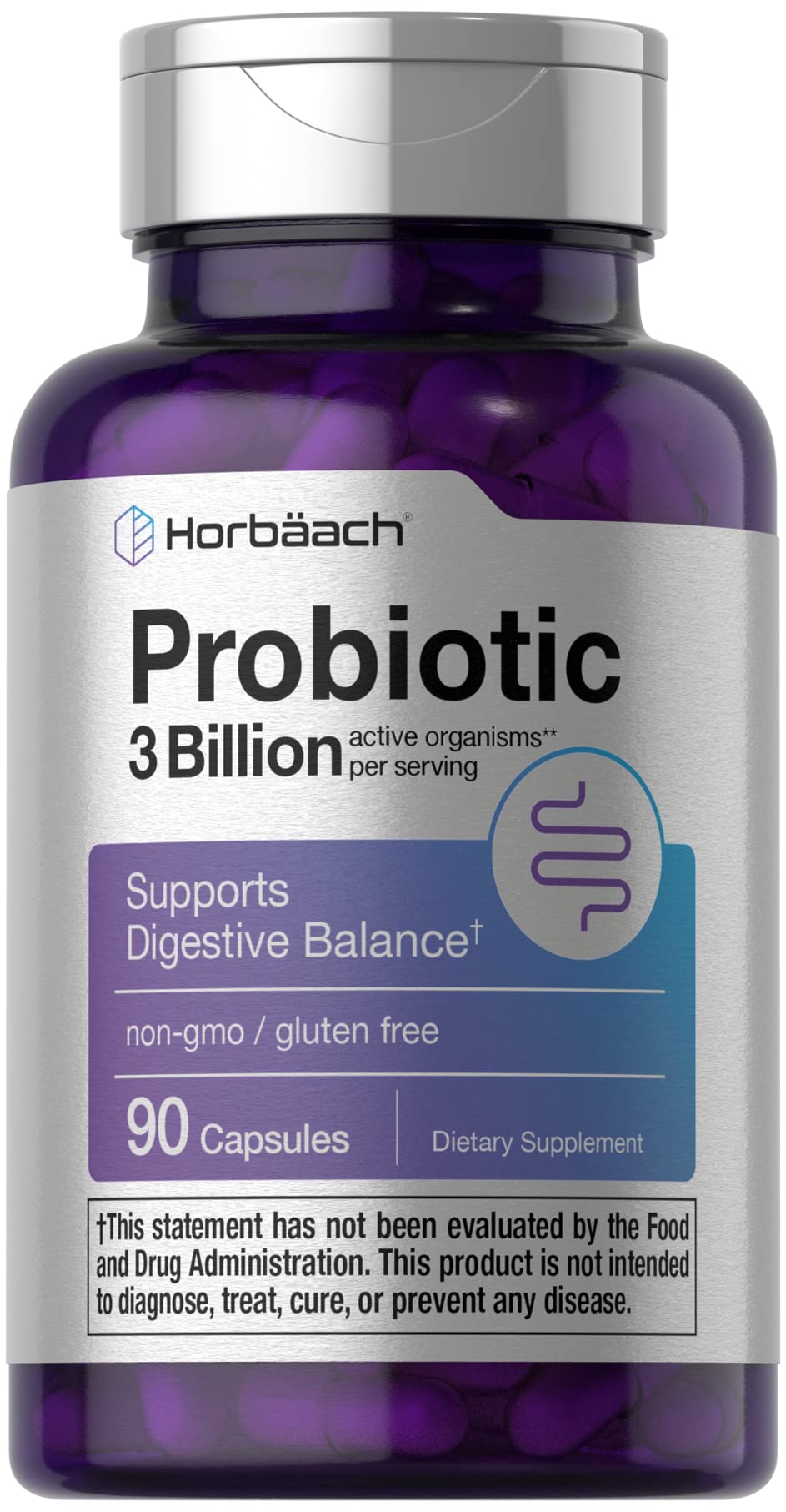Probiotic for Women & Men's Digestive Health | 3 Billion CFU | 90 Capsules | Non-GMO Horbäach Au supplements