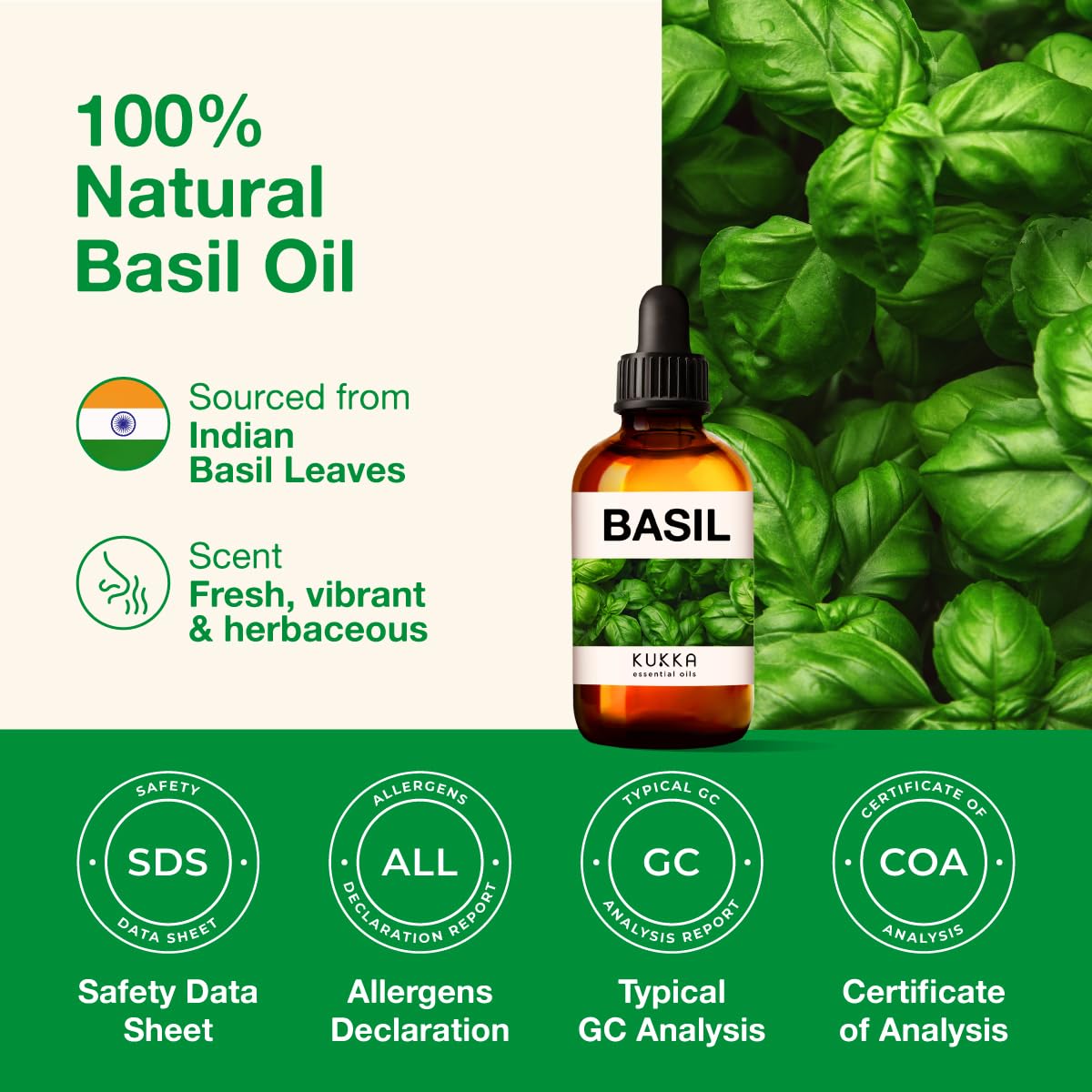 Kukka Basil Essential Oil for Diffusers - Basil Essential Oil for Skin - Basil Oil for Aromatherapy, Skin, Fragrance KUKKA essential oils Au supplements
