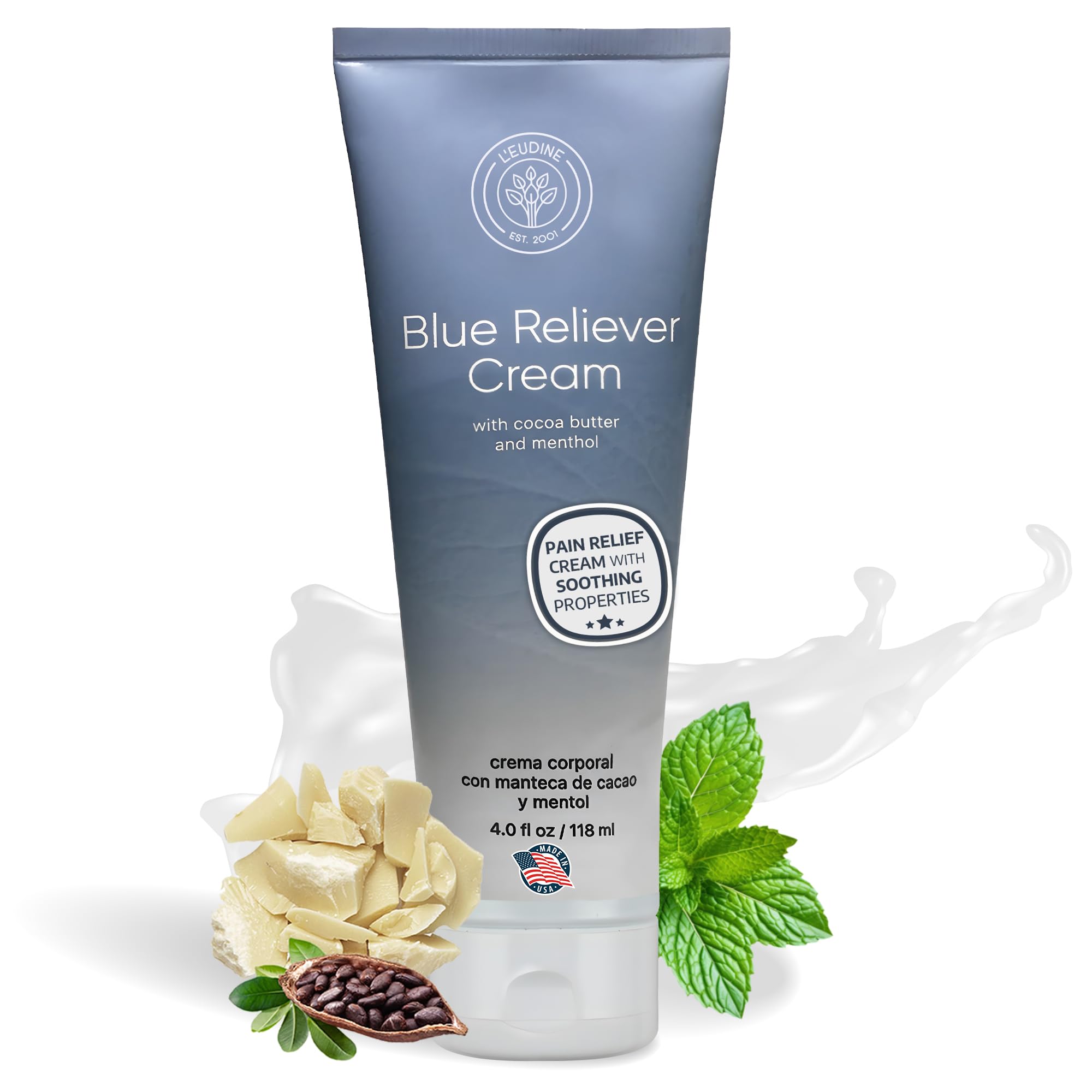 L'EUDINE Blue Reliever Cream – Joint and Muscle Therapy, Body Cream with Cocoa Butter and Menthol L'eudine Au supplements